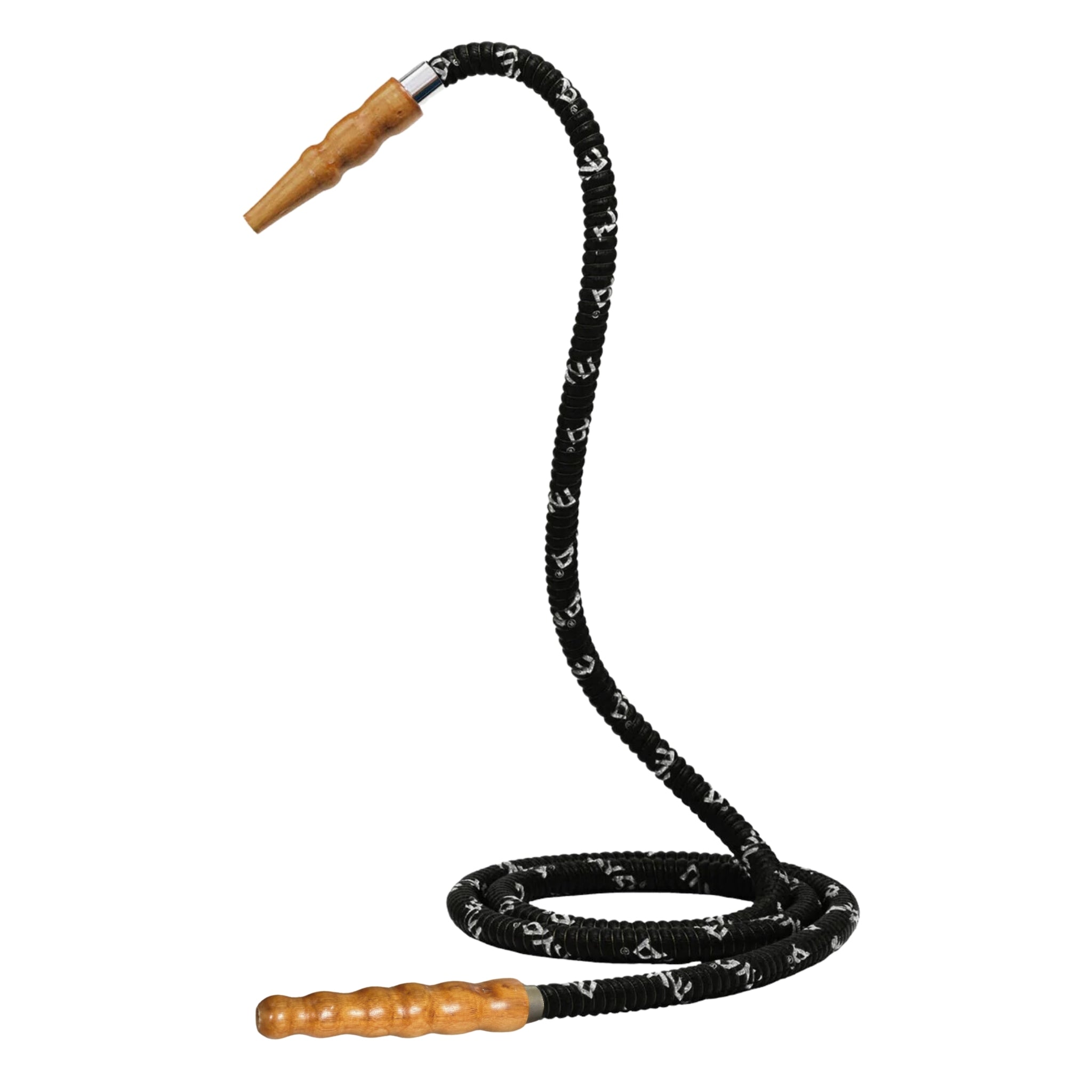 602 Black hookah hose with wooden tip #color_Black