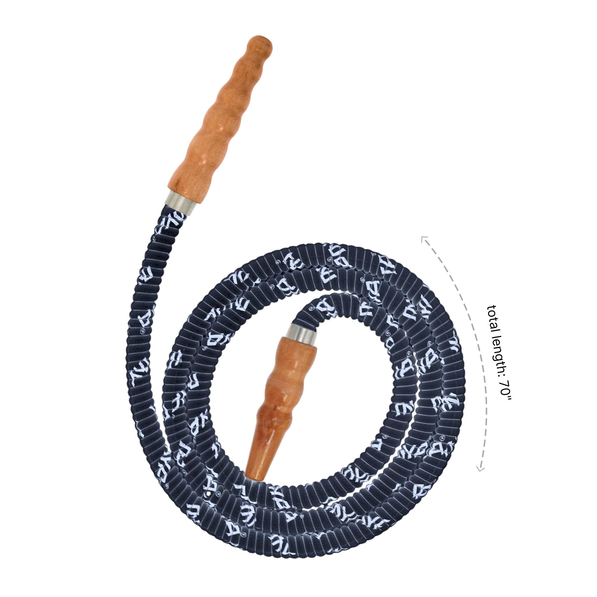 602 Dark blue hookah hose with wooden tip #color_Dark Blue