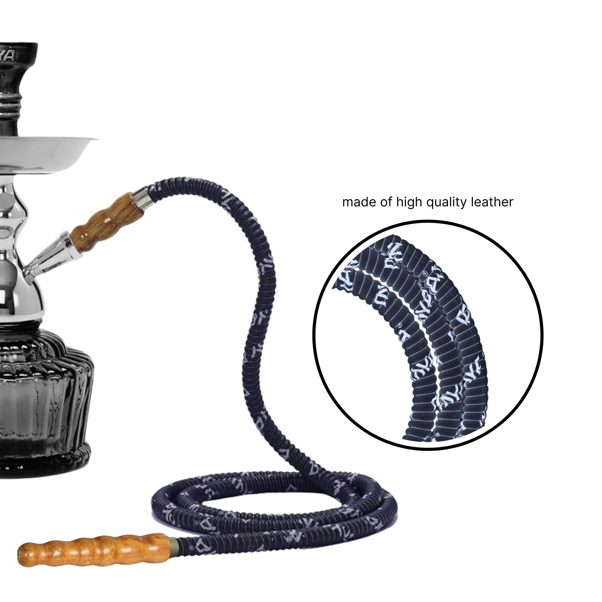 602 Dark blue hookah hose with wooden tip #color_Dark Blue