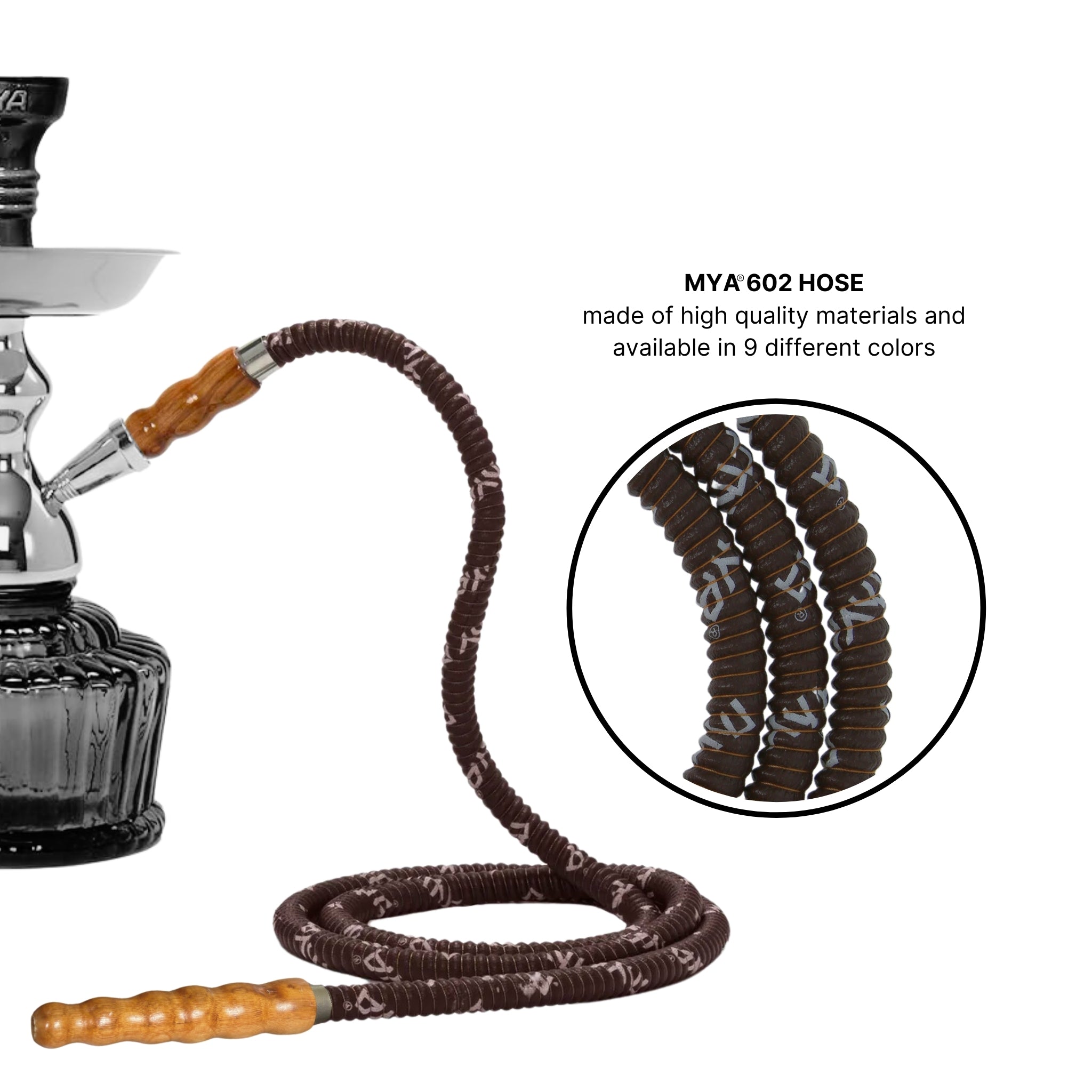 602 Brown hookah hose with wooden tip #color_Brown