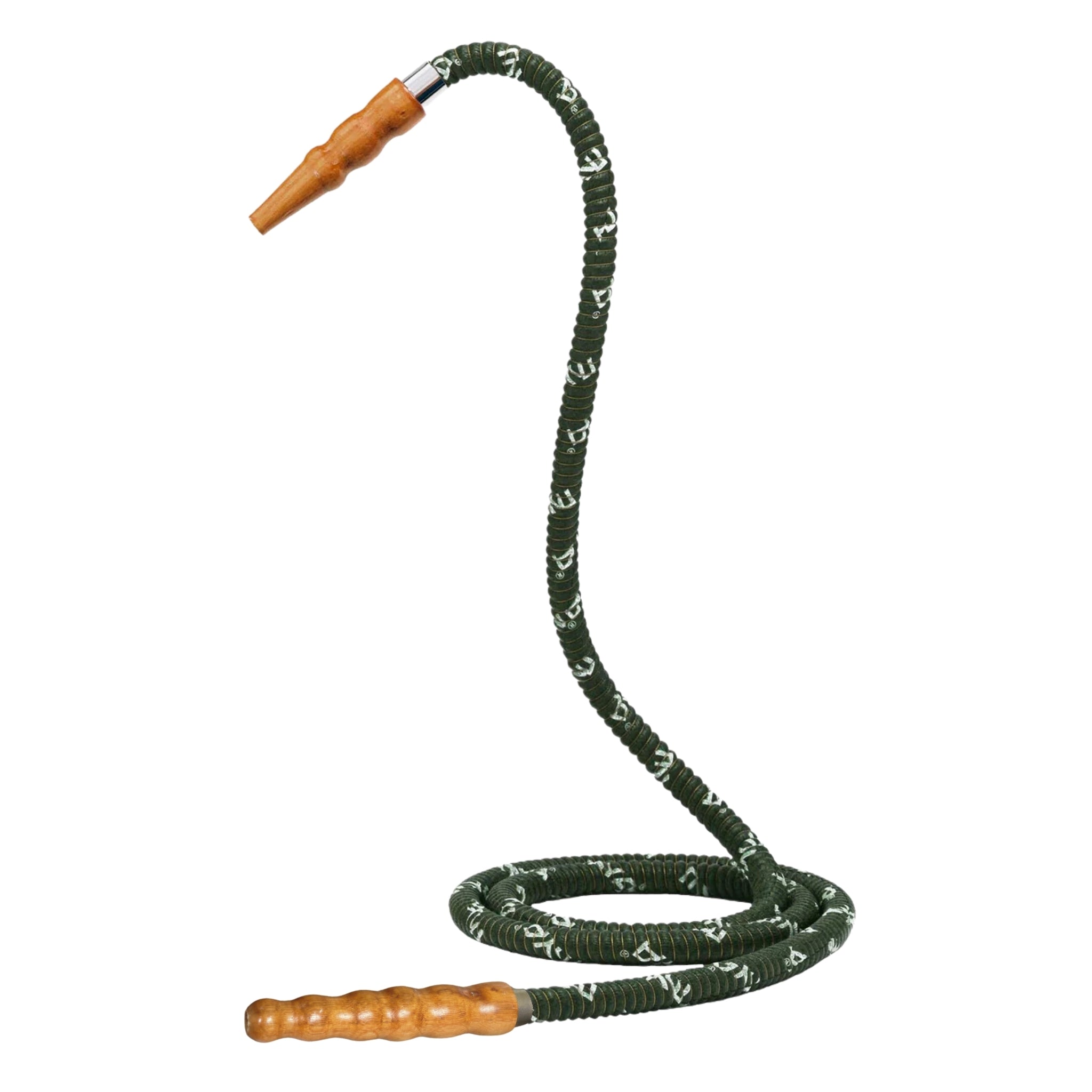 602 Dark Green hookah hose with wooden tip #color_Dark Green
