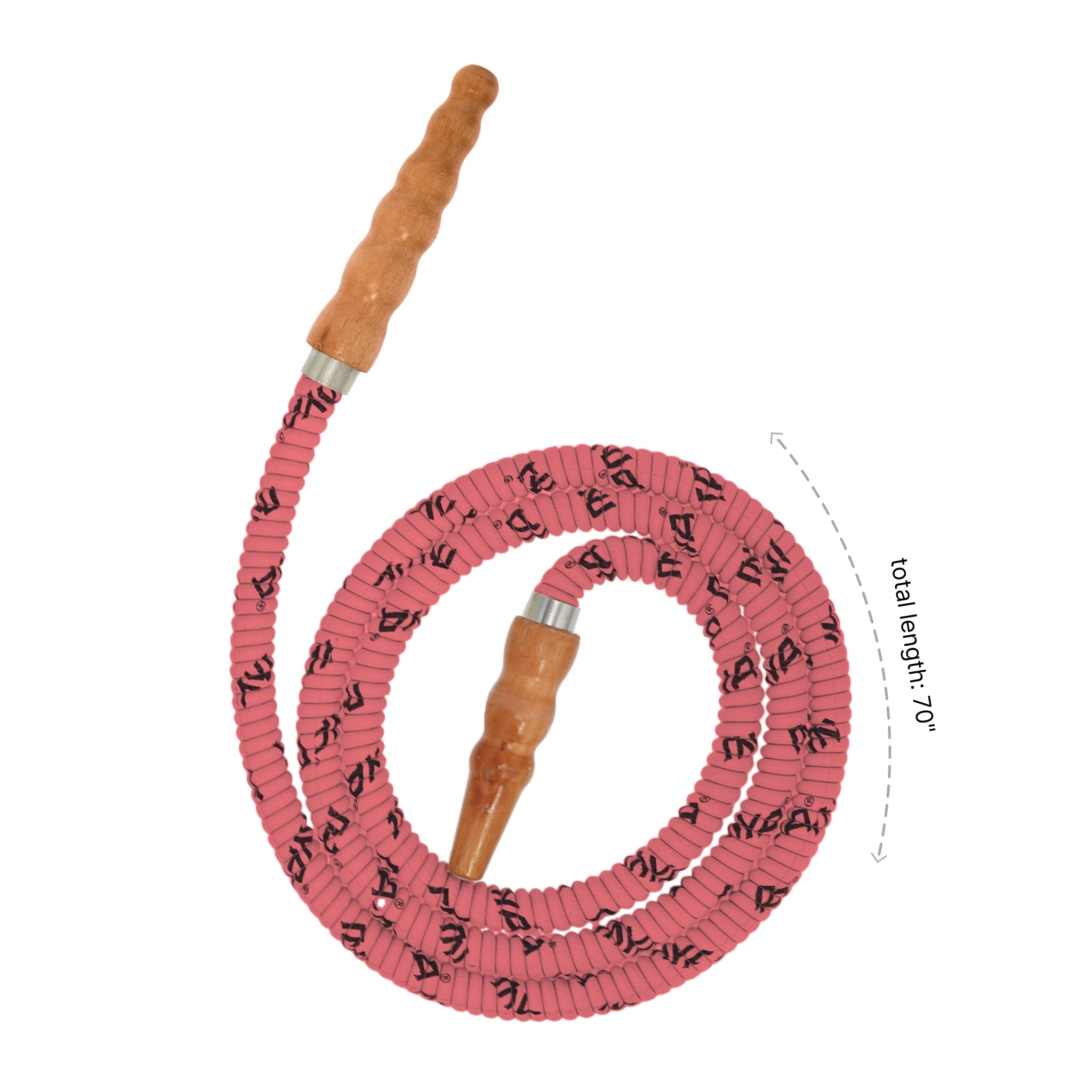  602 Pink hookah hose with wooden tip #color_pink