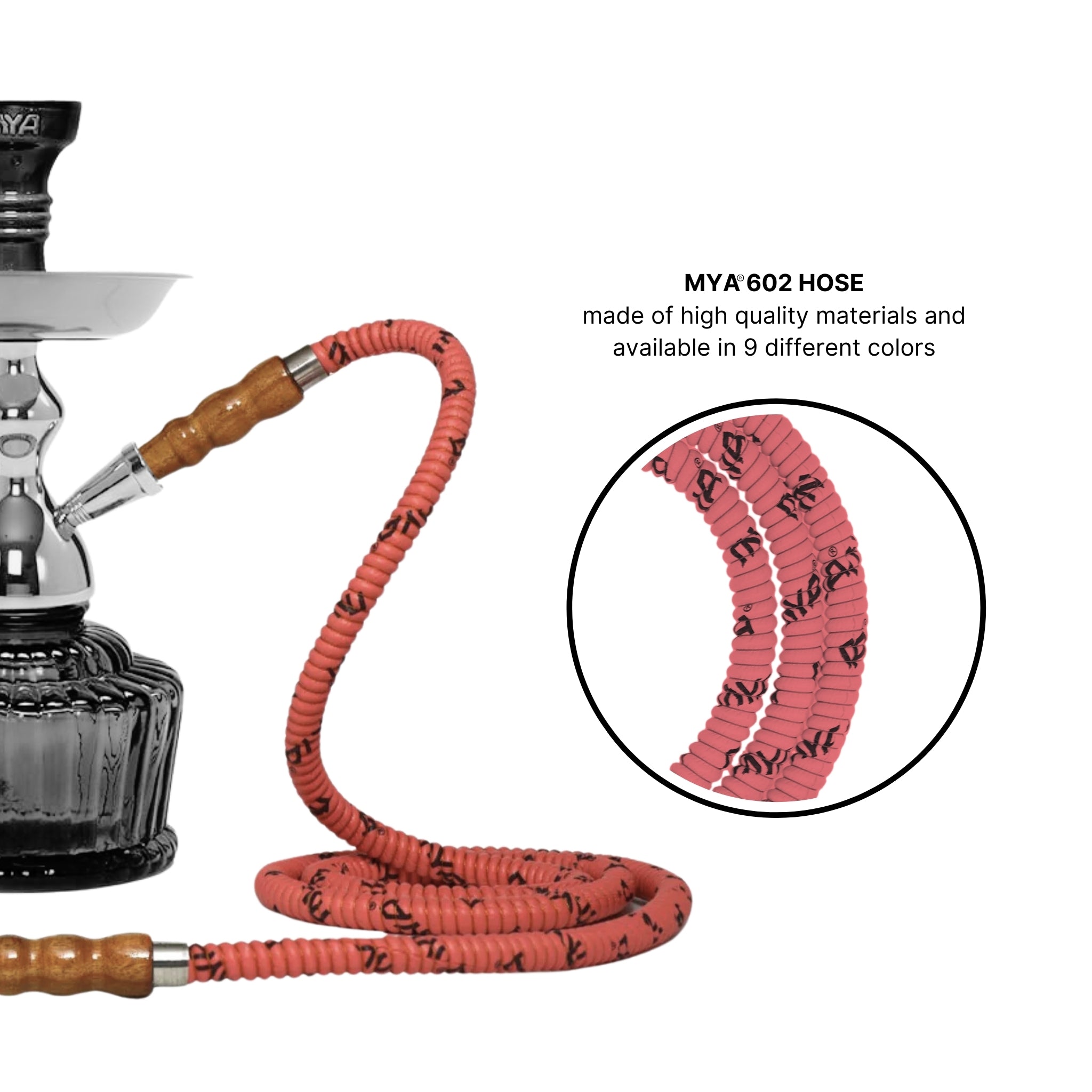 602 Pink hookah hose with wooden tip #color_pink