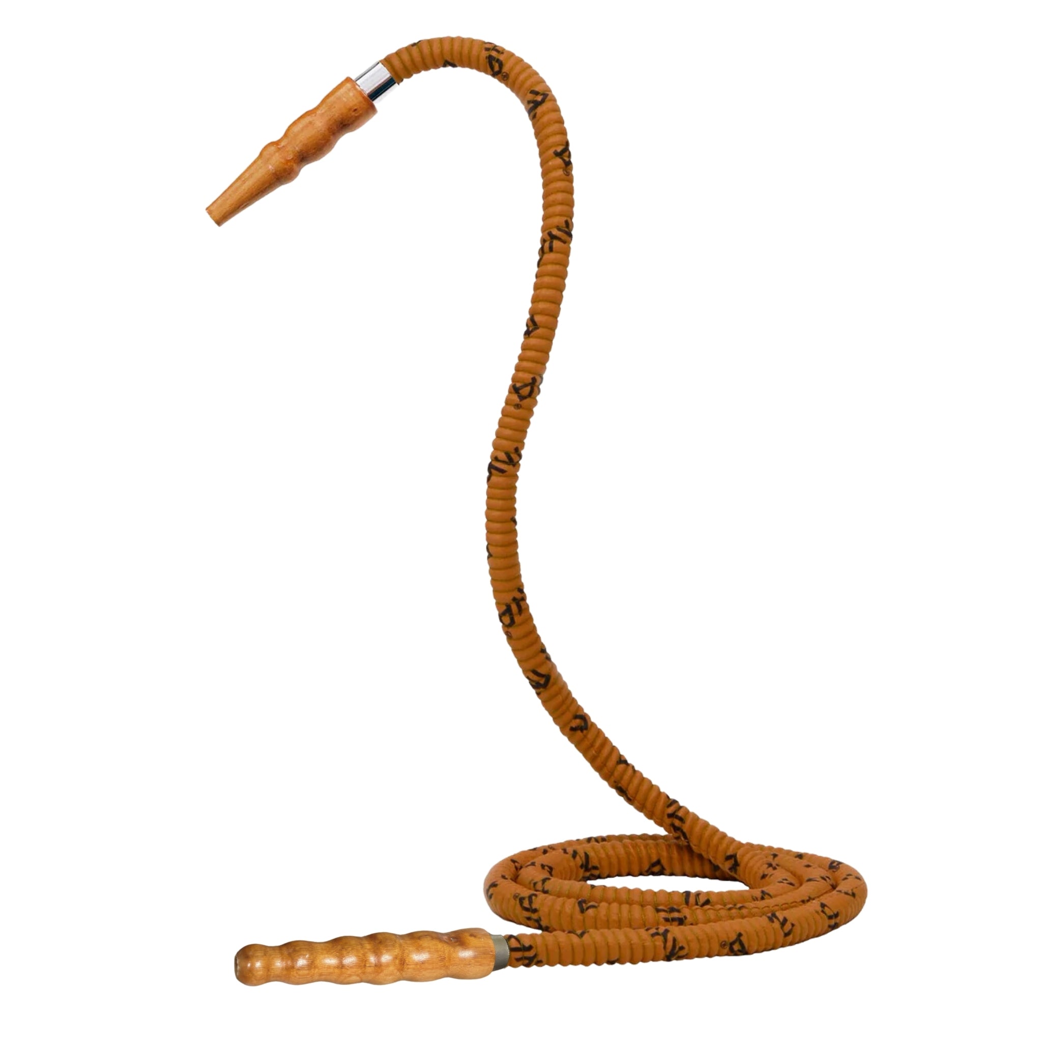 602 Light Brown hookah hose with wooden tip #color_Light Brown