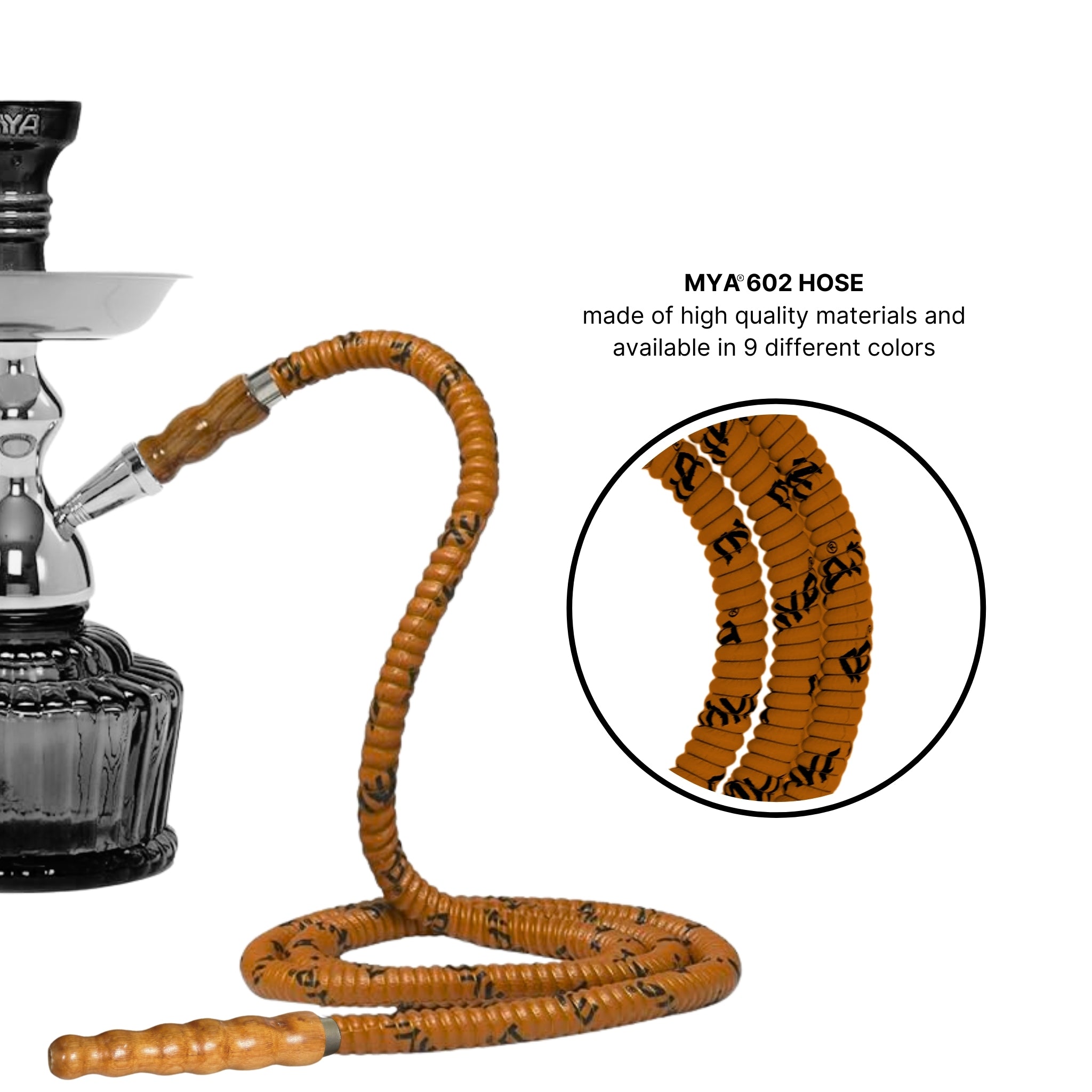 602 Light Brown hookah hose with wooden tip #color_Light Brown