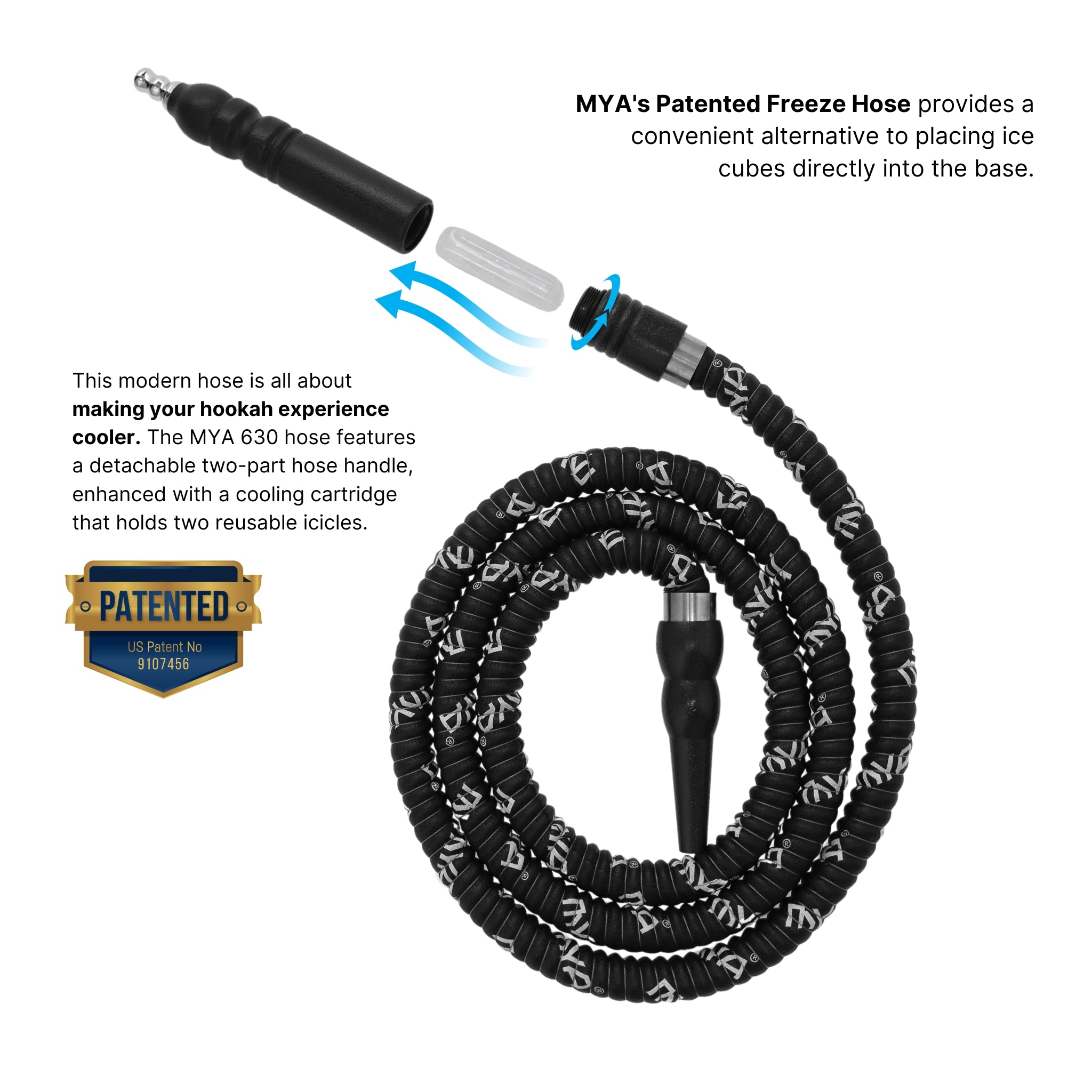 630 Black Freeze Hookah Hose #color_black