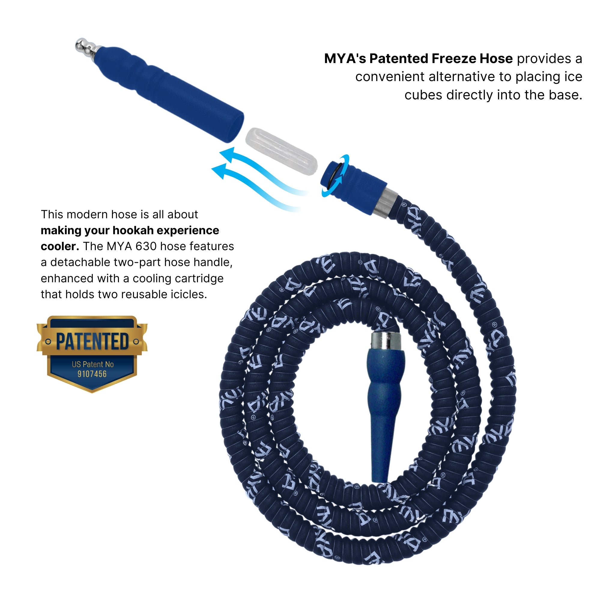 630 Dark Blue Freeze Hookah Hose #color_dark blue