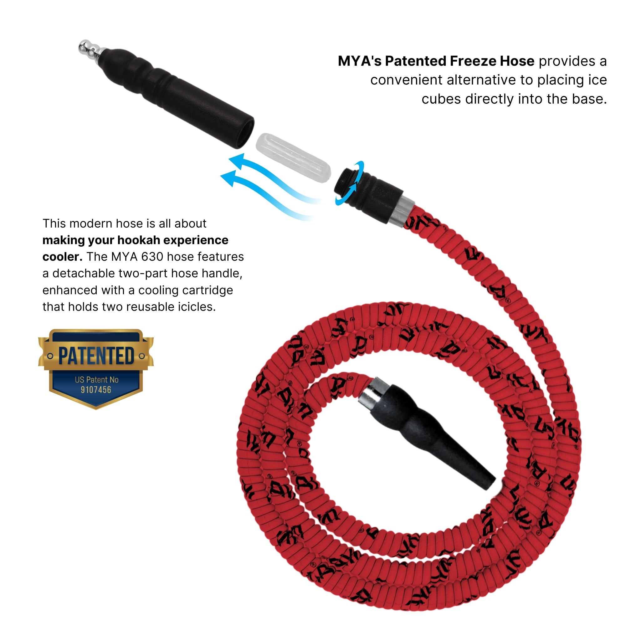 630 Red Freeze Hookah Hose #color_red