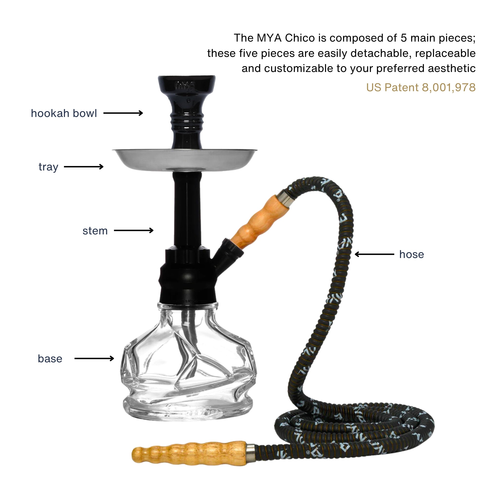 Black CHICO 251 Hookah #color_Black