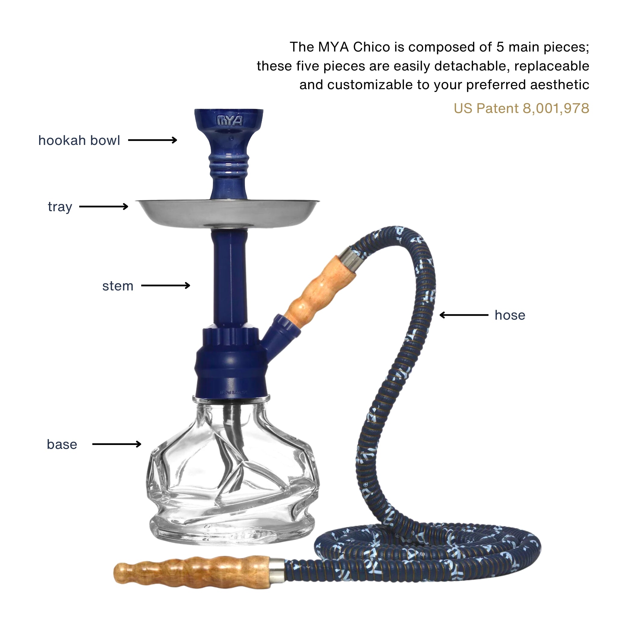 Dark Blue CHICO 251 Hookah #color_Dark Blue