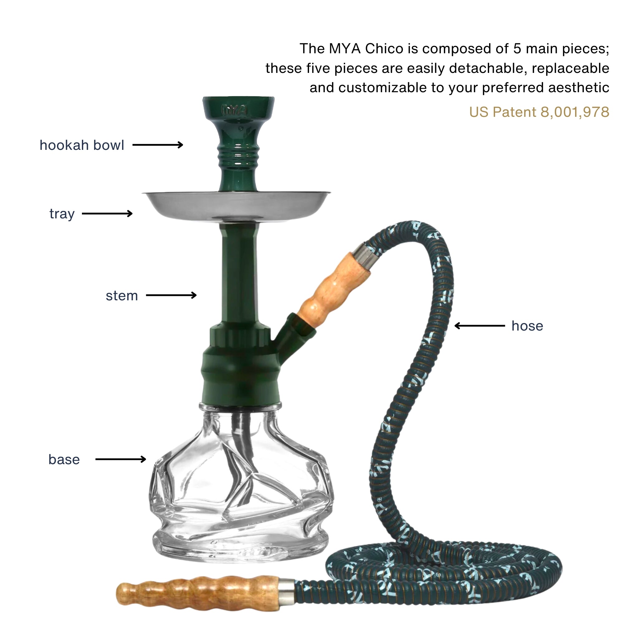 Dark Green CHICO 251 Hookah #color_Dark Green