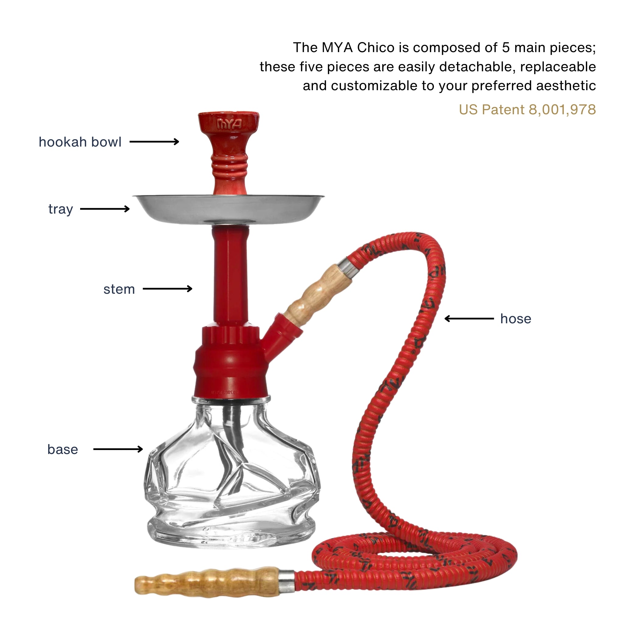Red CHICO 251 Hookah #color_RED/CLEAR