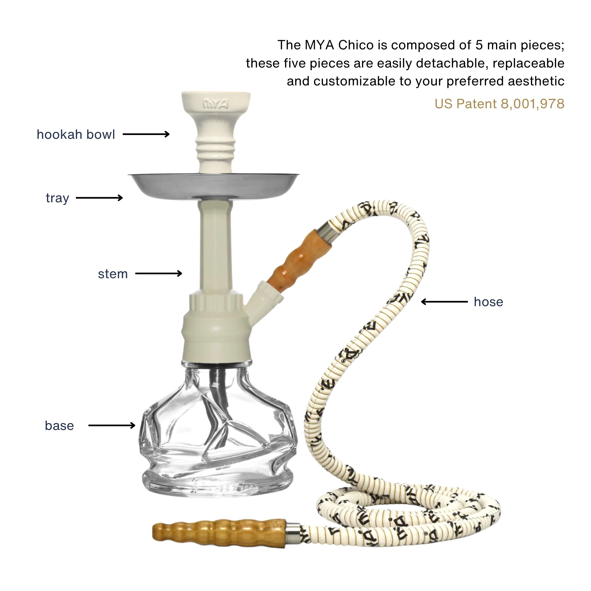 White CHICO 251 Hookah #color_OFF-WHITE/CLEAR