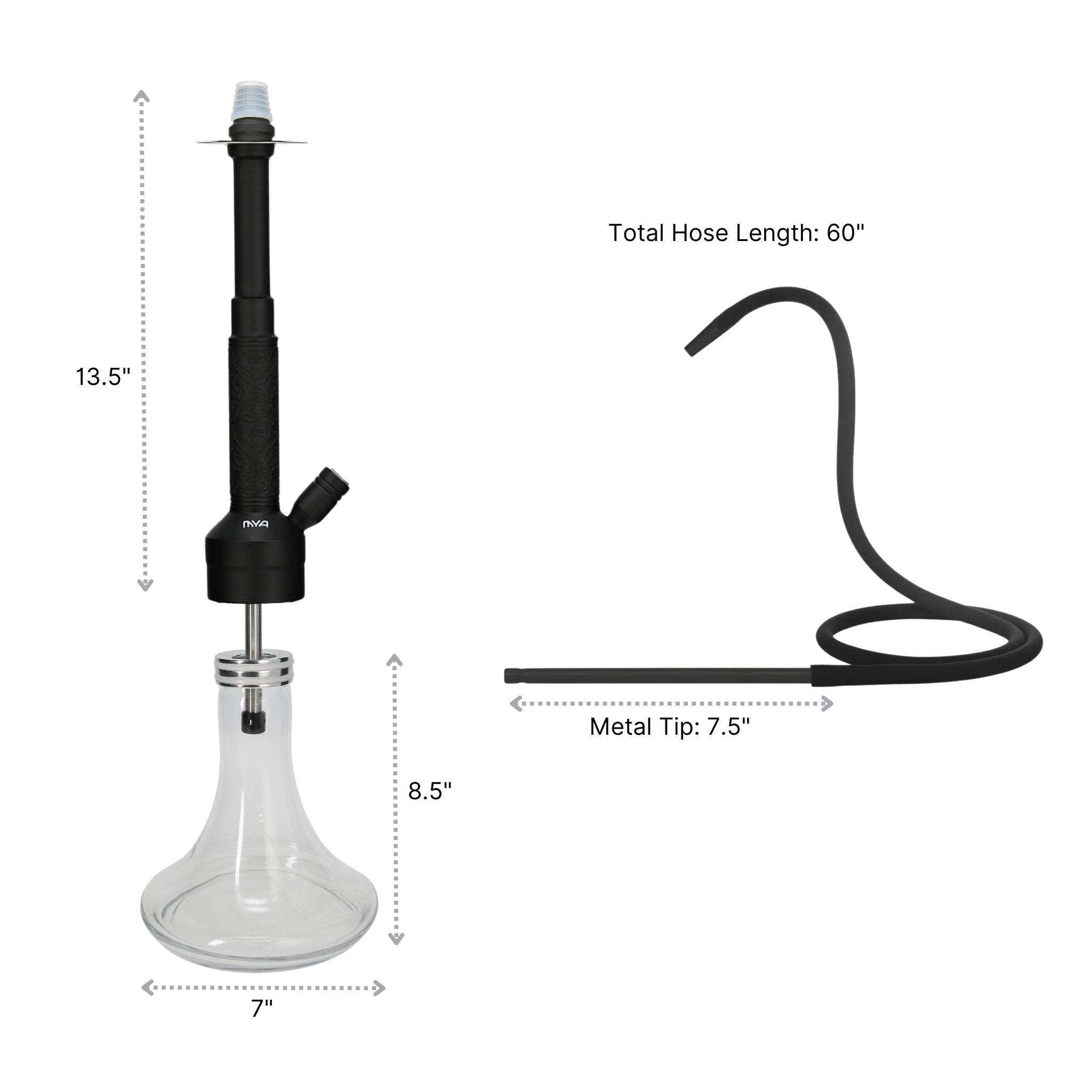Black ORO-MX-1A1 MYA Hookah #color_Black