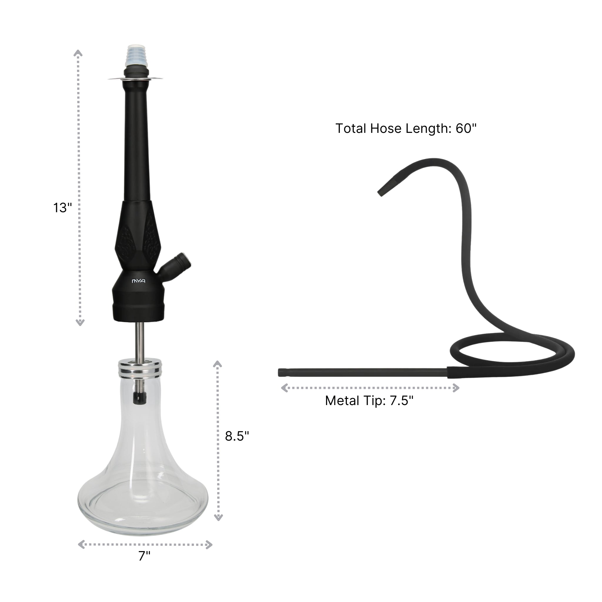 Black ORO-MX-1A3 MYA Hookah #color_Black