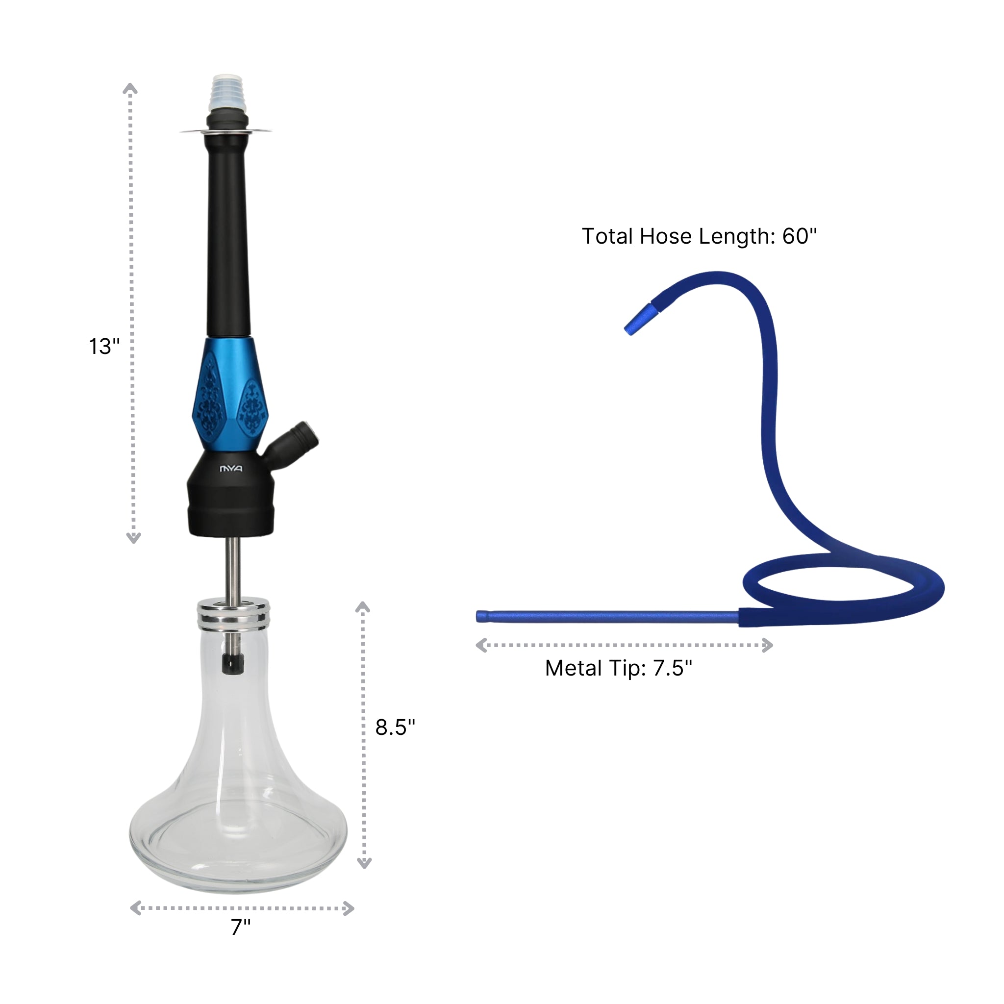 Dark Blue ORO-MX-1A3 MYA Hookah #color_Dark Blue