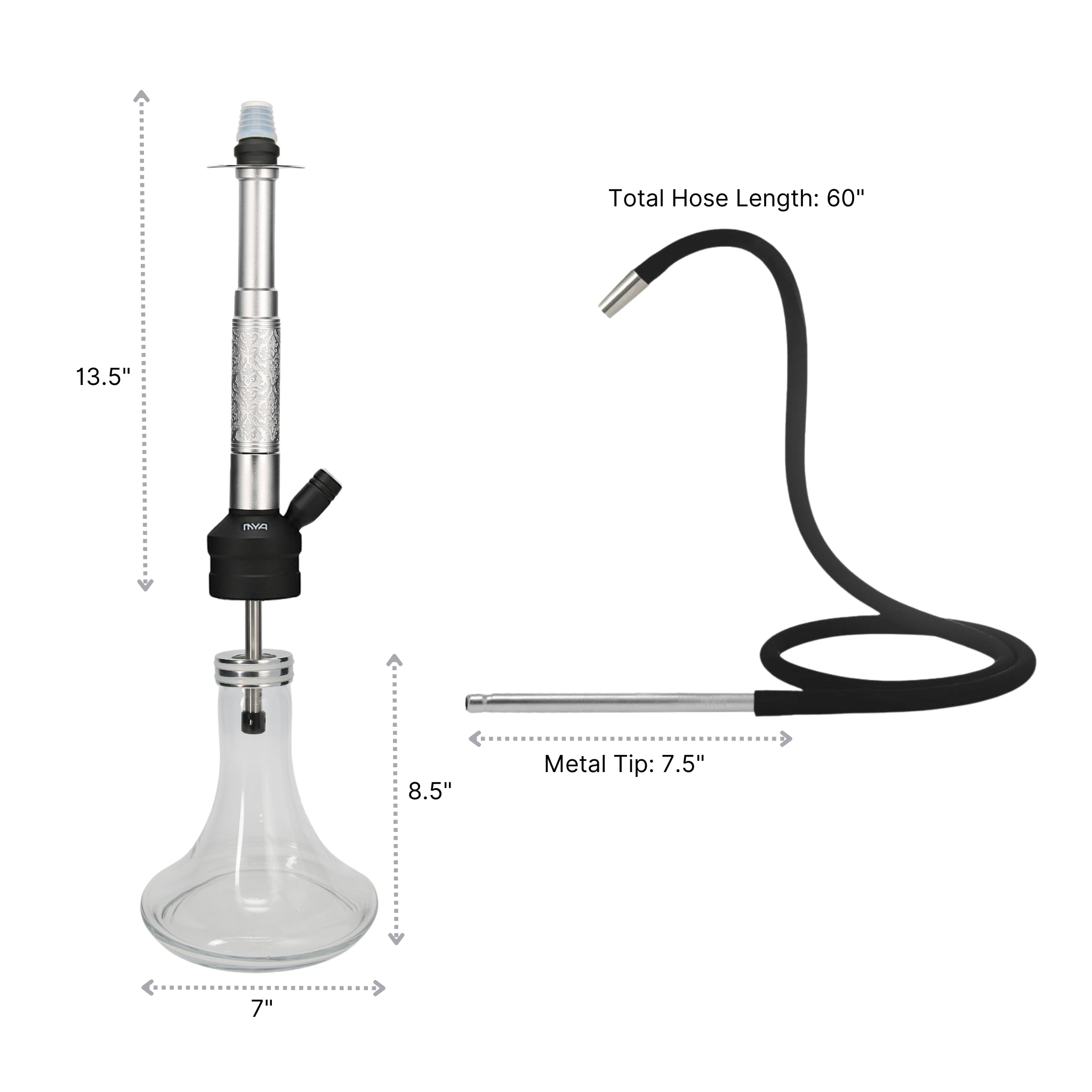 Silver ORO-1A2 MYA Hookah #color_Silver