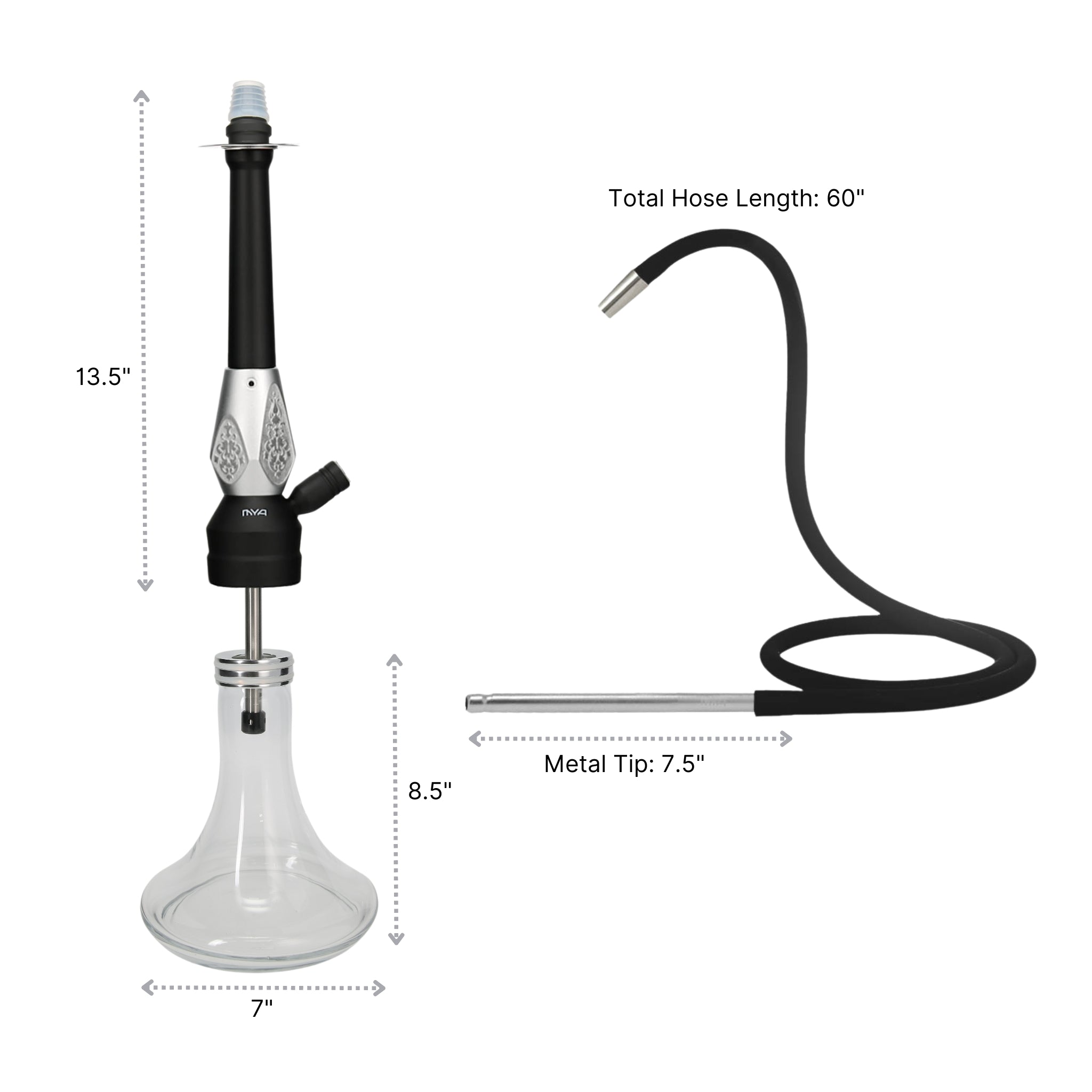 Silver ORO-1A4 MYA Hookah #color_Silver