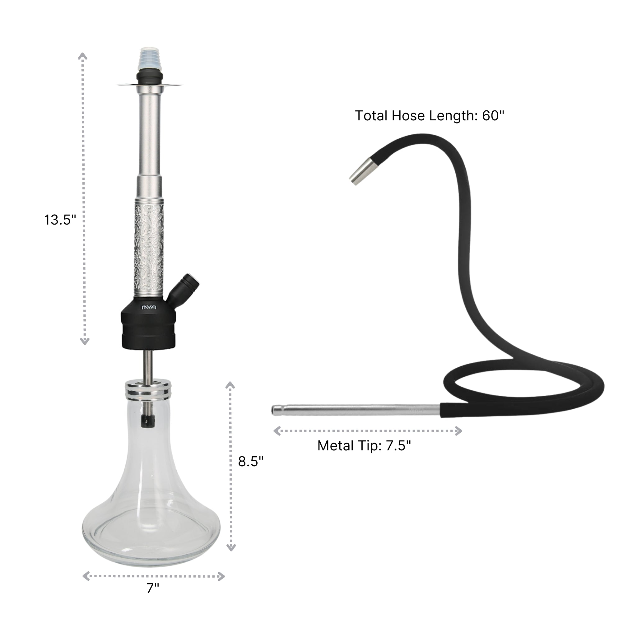Silver ORO-MX-1A1 MYA Hookah #color_Silver