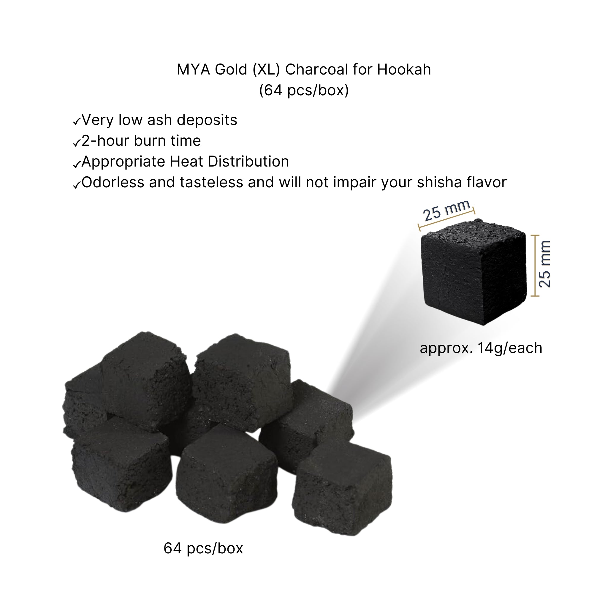 MYA GOLD 64 HOOKAH CHARCOALS