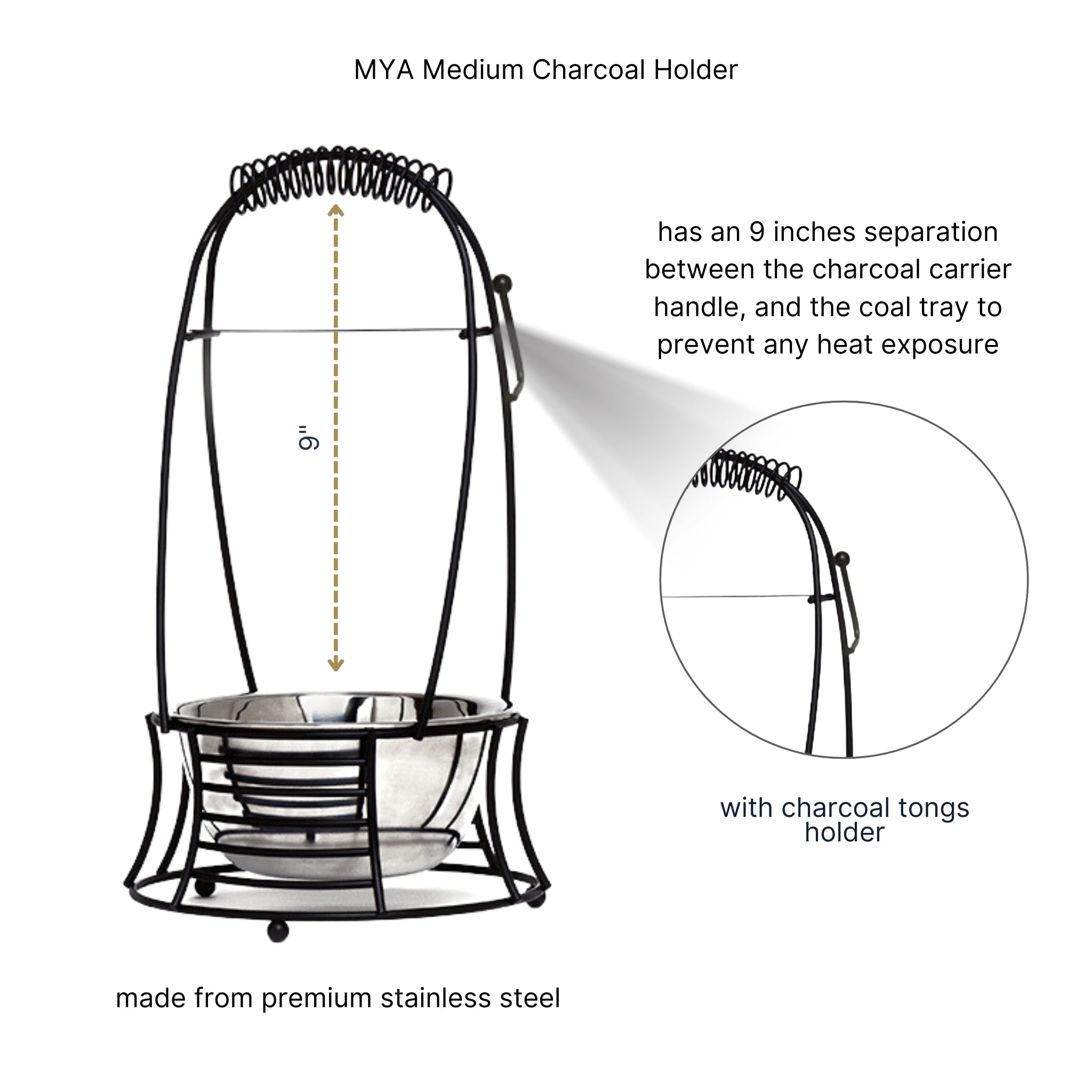 Black Medium Charcoal Basket #COLOR_BLACK