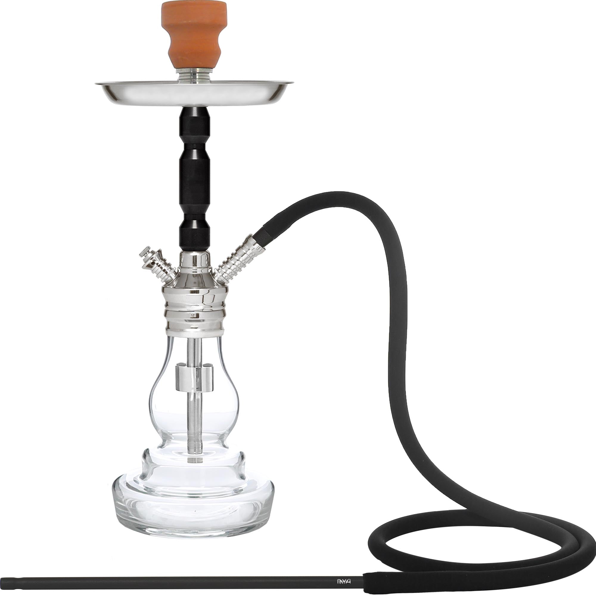 Black Mini Robusto Silver Hookah #color_Black