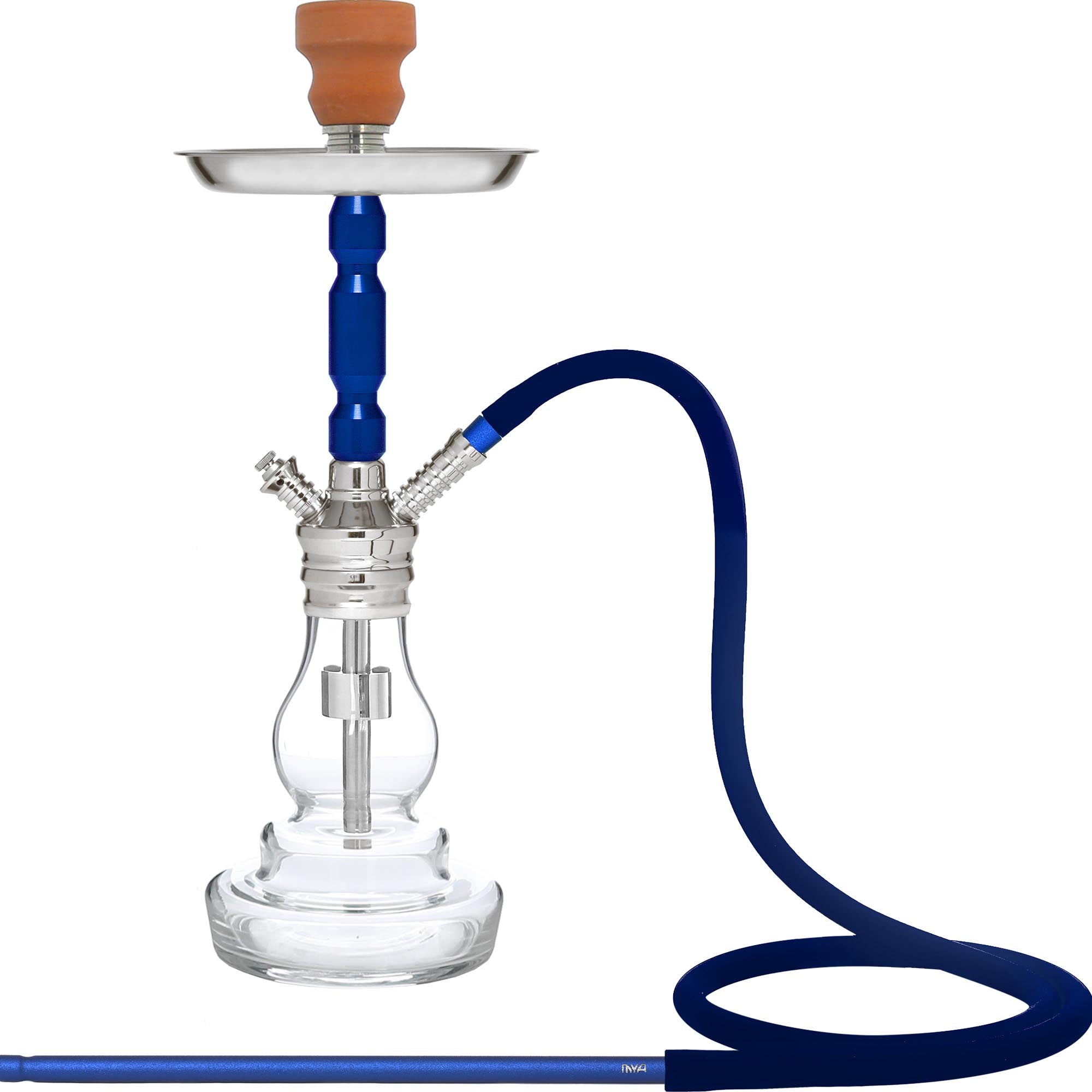 Dark Blue Mini Robusto Silver Hookah #color_Dark Blue
