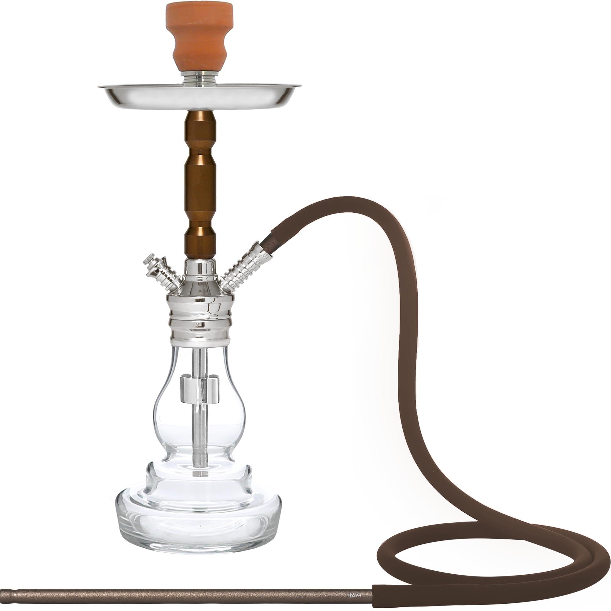 Brown Mini Robusto Silver Hookah #color_Brown