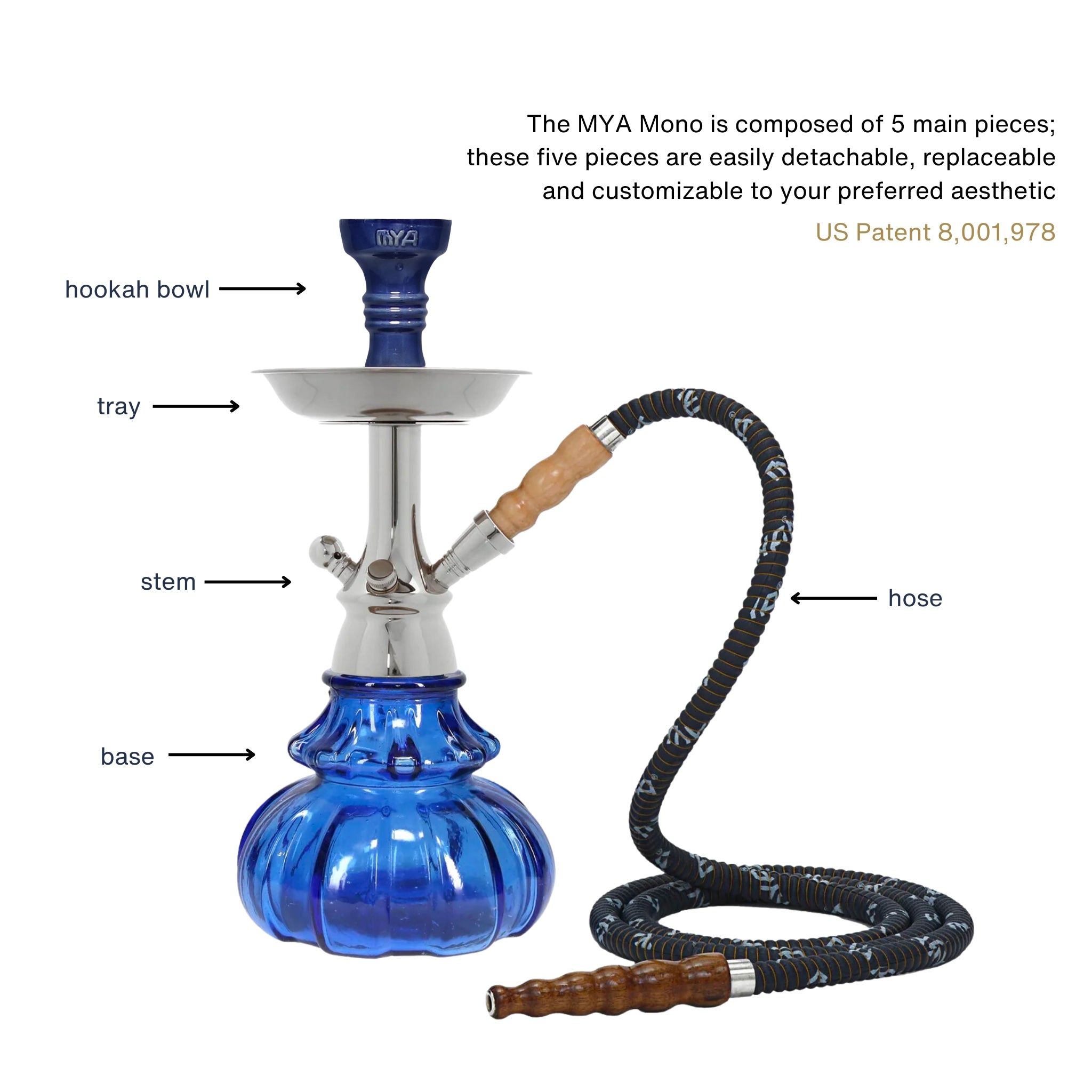 Dark Blue Mono Hookah #color_Dark Blue