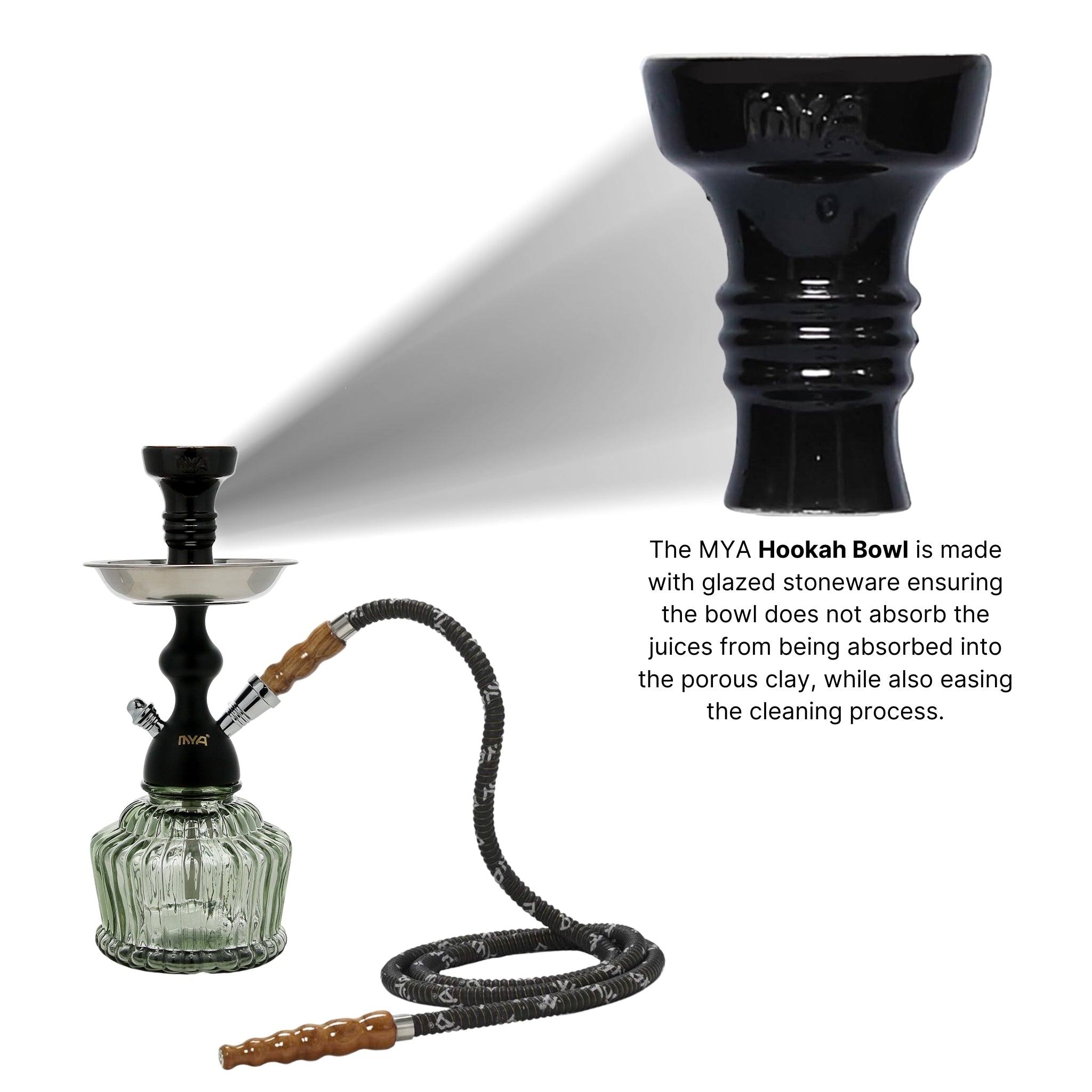 QT Hookah in Black Stem with Grey Glass #color_BLACK/GREY