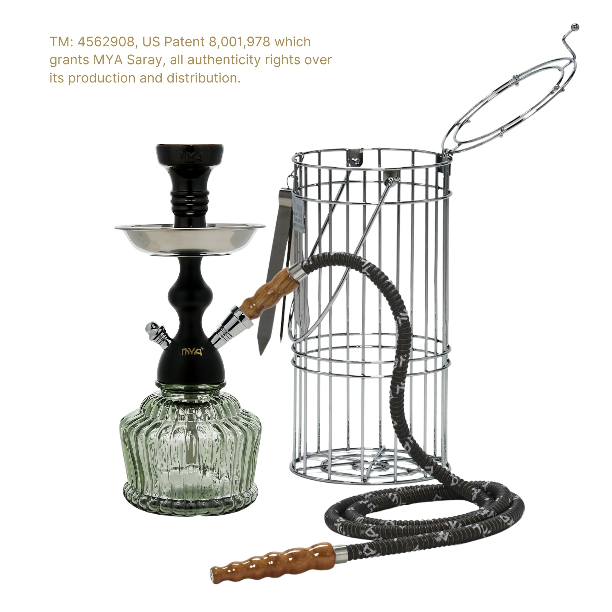 QT Hookah in Black Stem with Grey Glass #color_BLACK/GREY