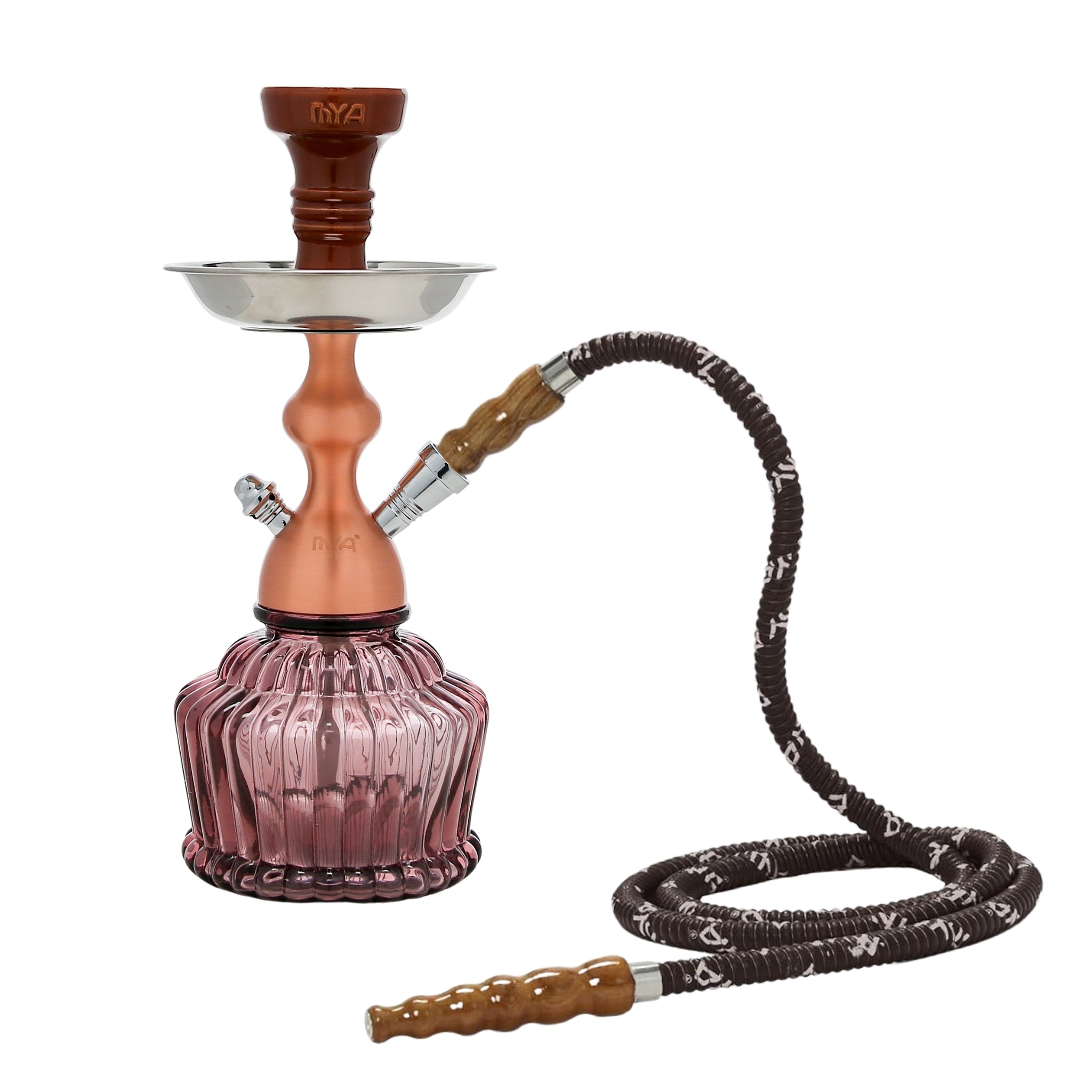 QT Hookah in Rose Stem with Purple Glass #color_ROSE GOLD/PURPLE