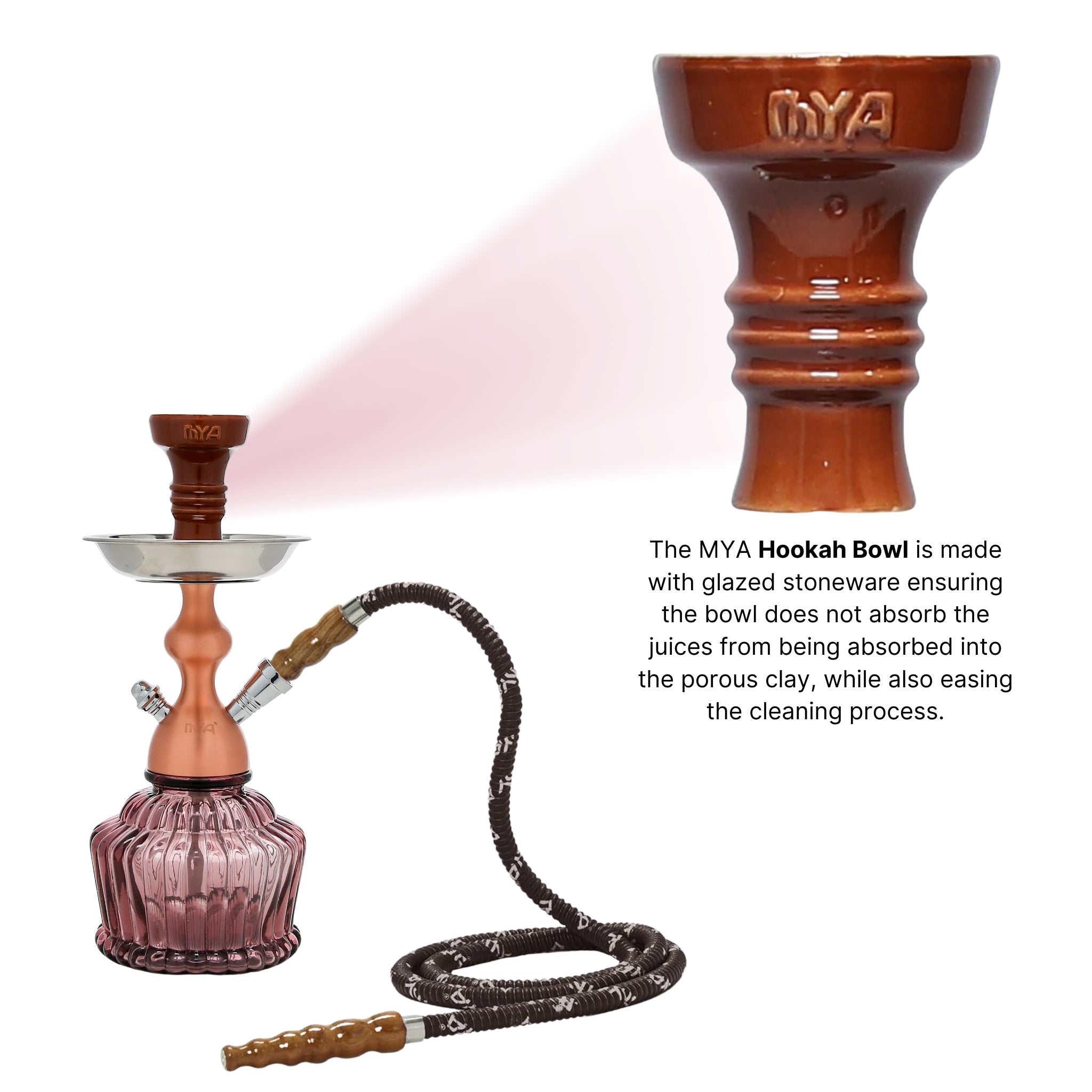 QT Hookah in Rose Stem with Purple Glass #color_ROSE GOLD/PURPLE