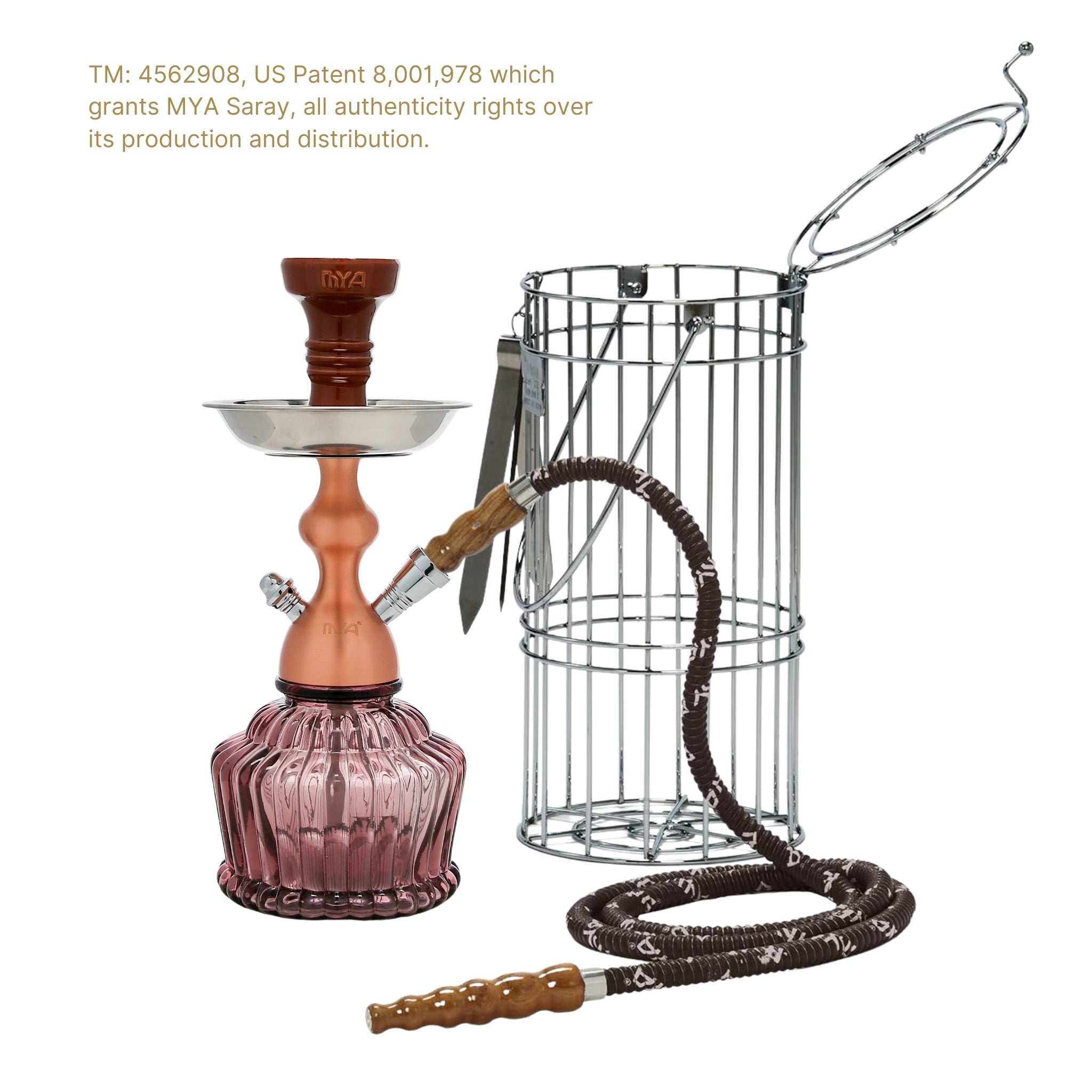 QT Hookah in Rose Stem with Purple Glass #color_ROSE GOLD/PURPLE