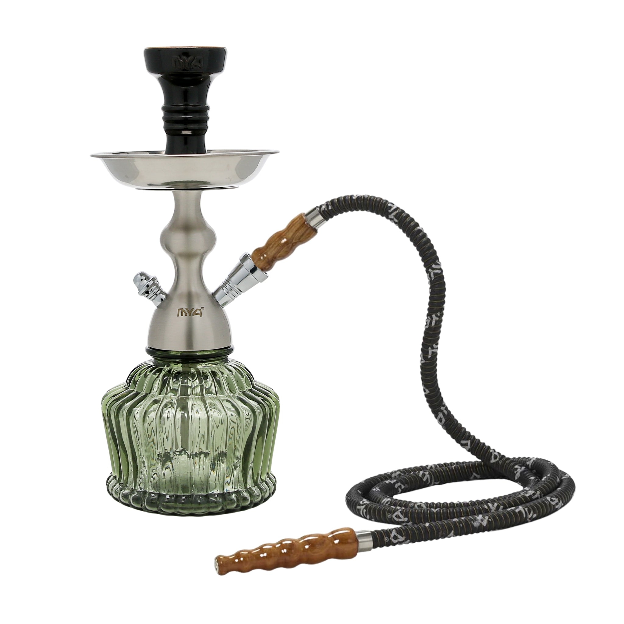 QT Hookah in Silver Stem with Grey Glass #color_SILVER/GREY