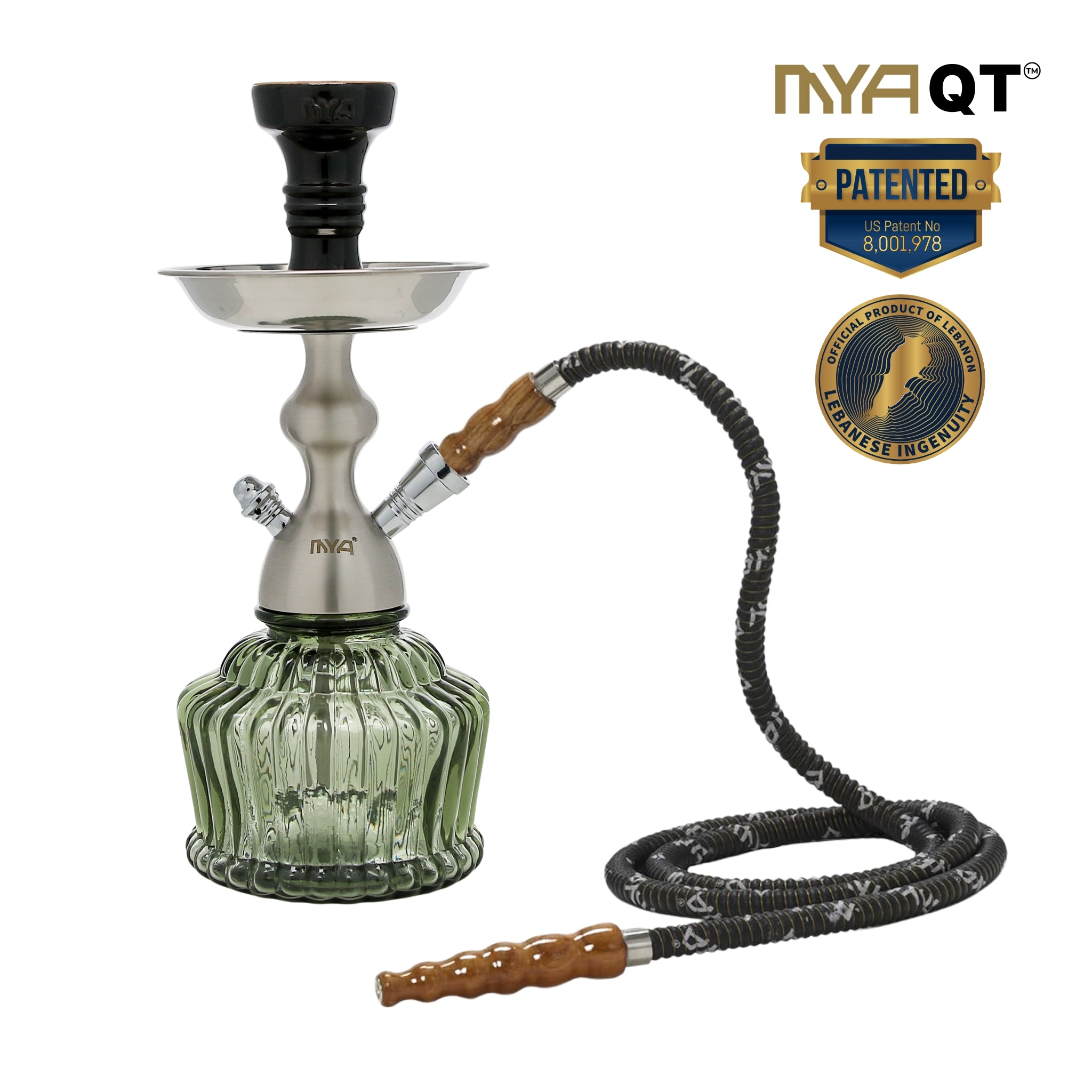 QT Hookah in Silver Stem with Grey Glass #color_SILVER/GREY