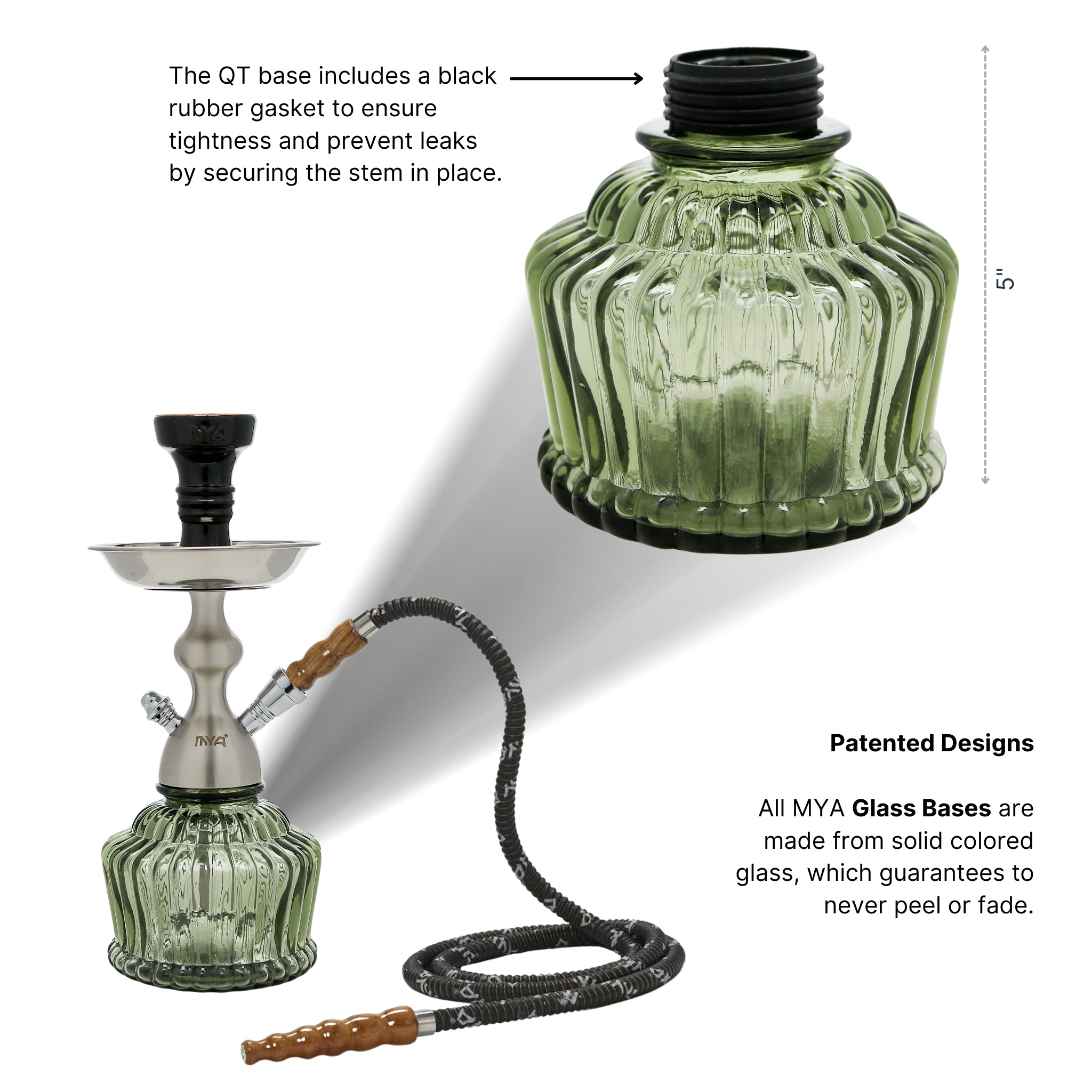 QT Hookah in Silver Stem with Grey Glass #color_SILVER/GREY