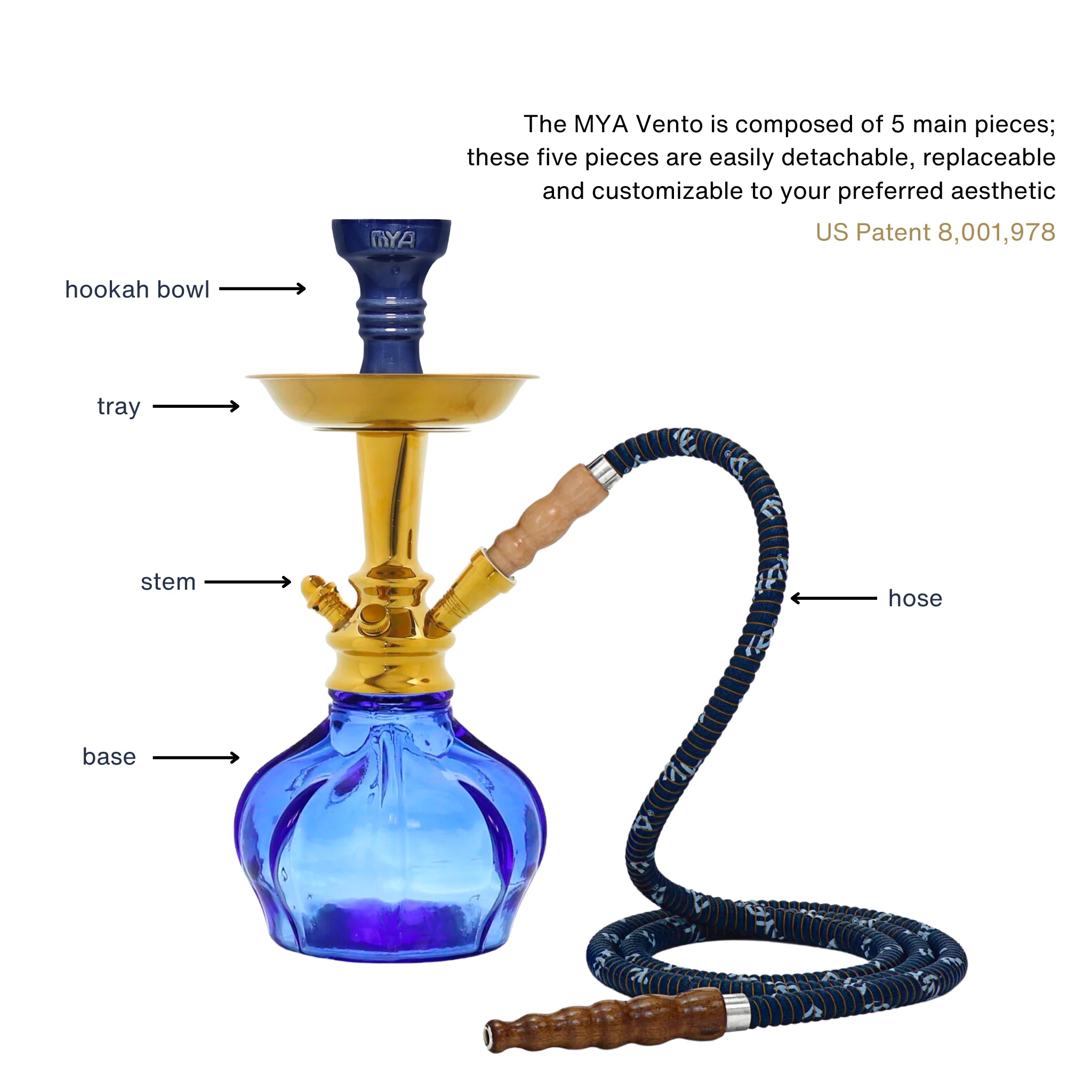 Dark Blue Vento II Hookah #color_Dark Blue