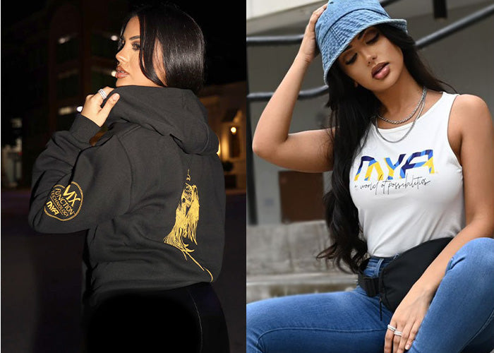 Women wearing MYA Hookah branded apparel