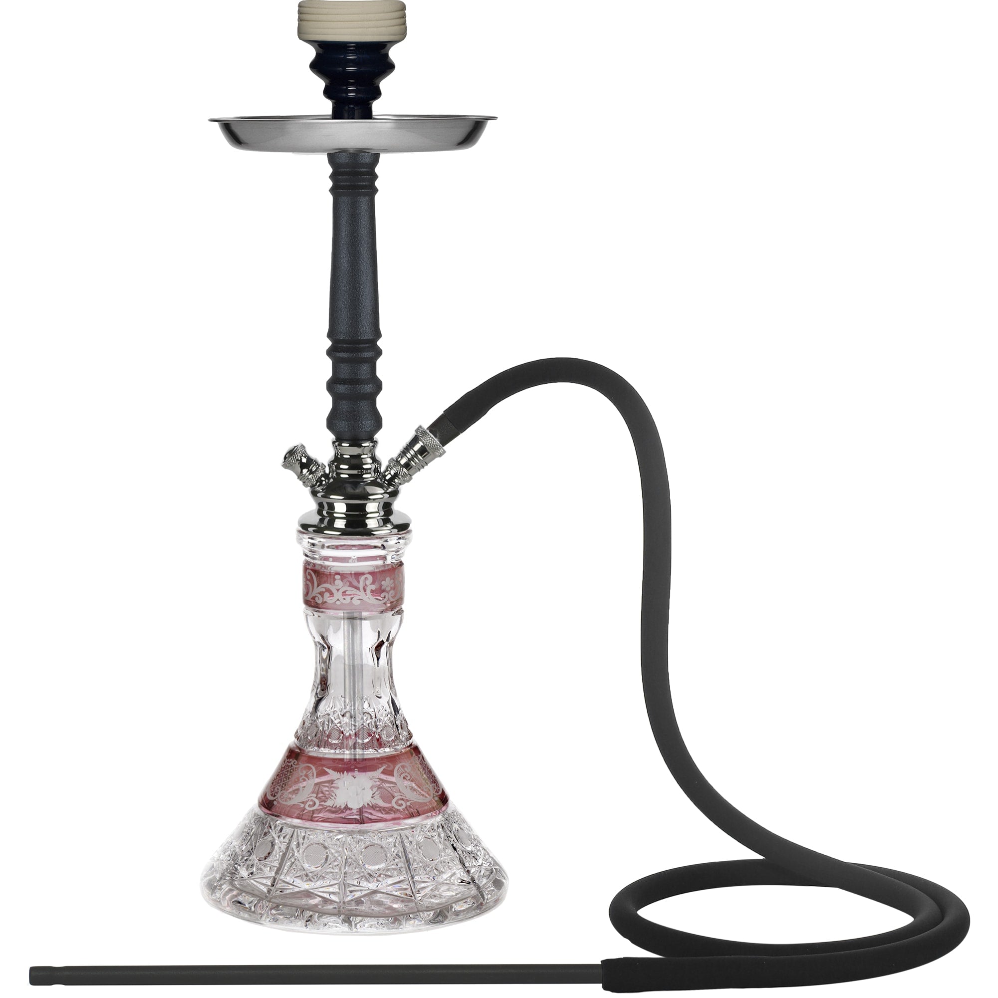 Red Crystal 40D1 with Black Stem Hookah #color_Red