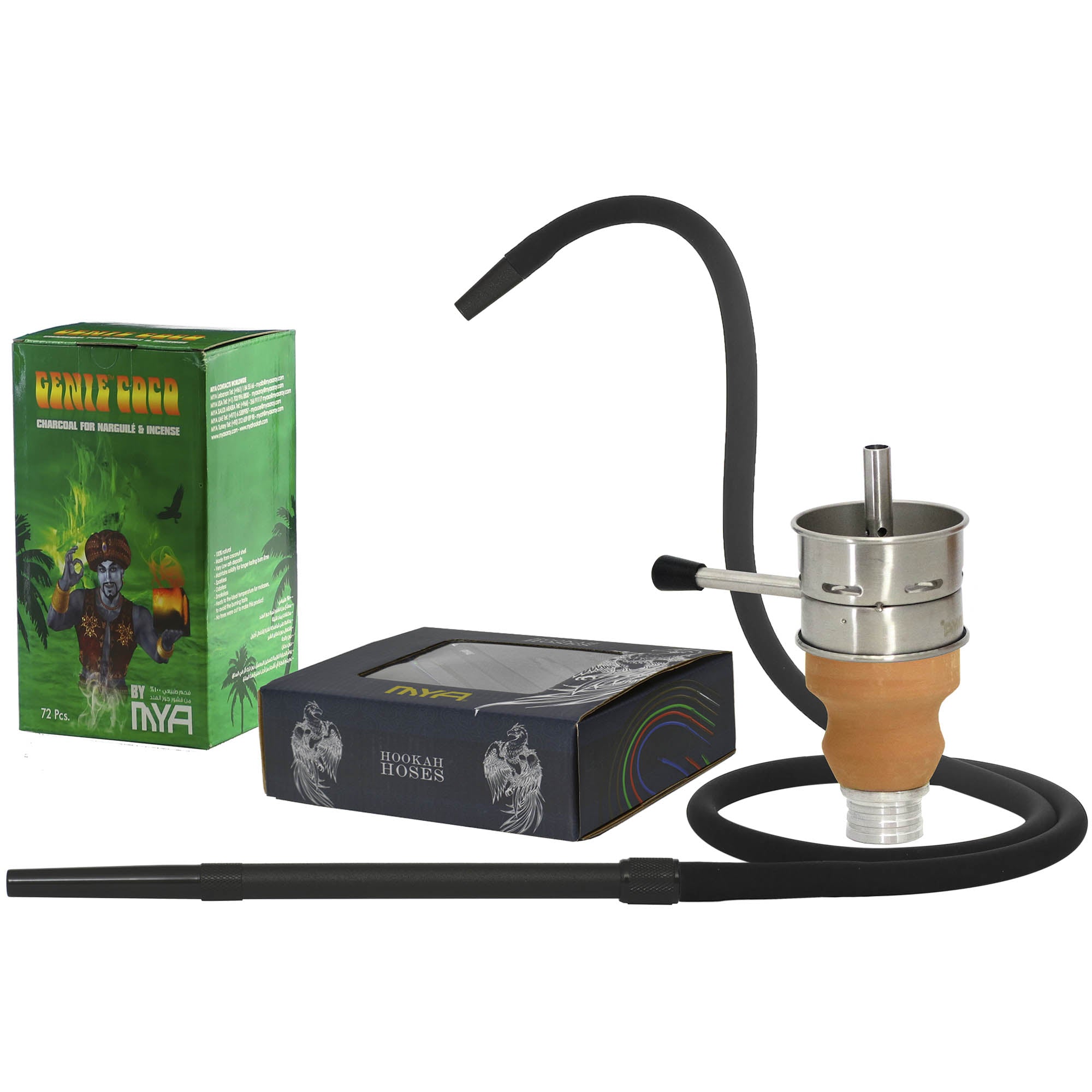 Accessories set includes Green Genie Coco 72 pieces charcoal, black 668 hose and a Fornello +980L Set #color_black