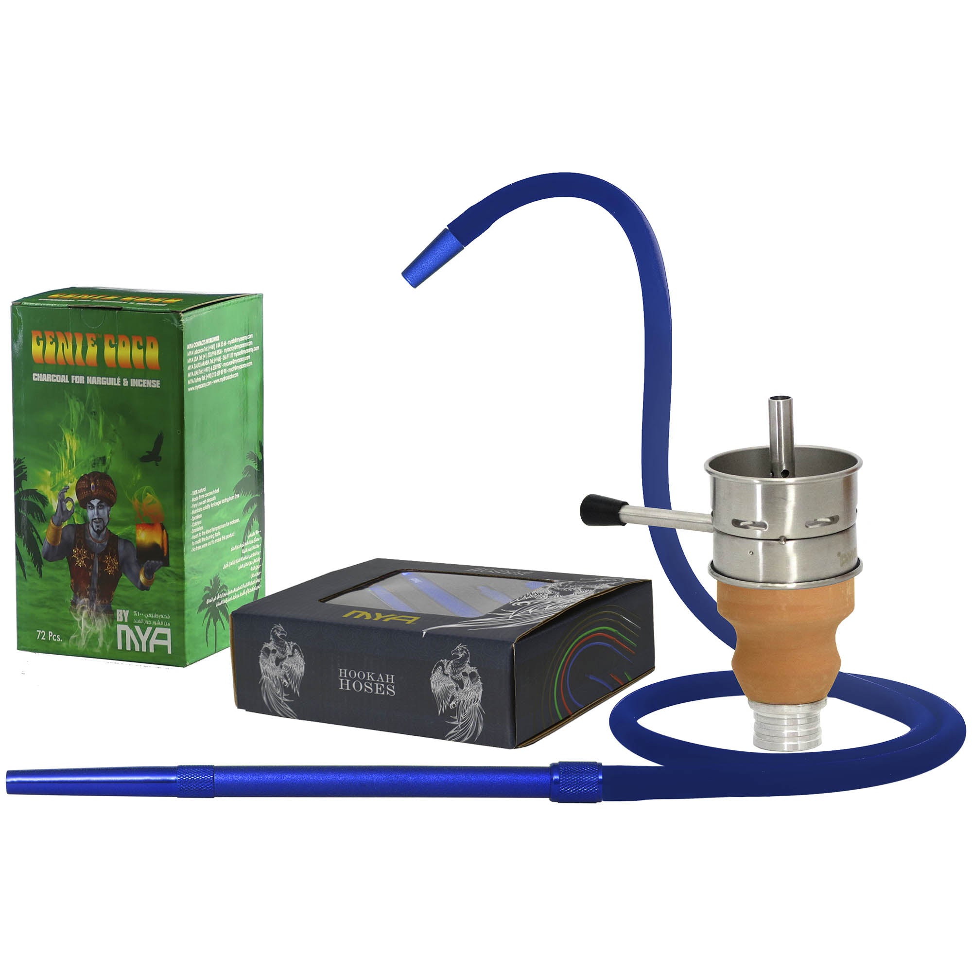 Accessories set includes Green Genie Coco 72 pieces charcoal, blue 668 hose and a Fornello +980L Set #color_blue