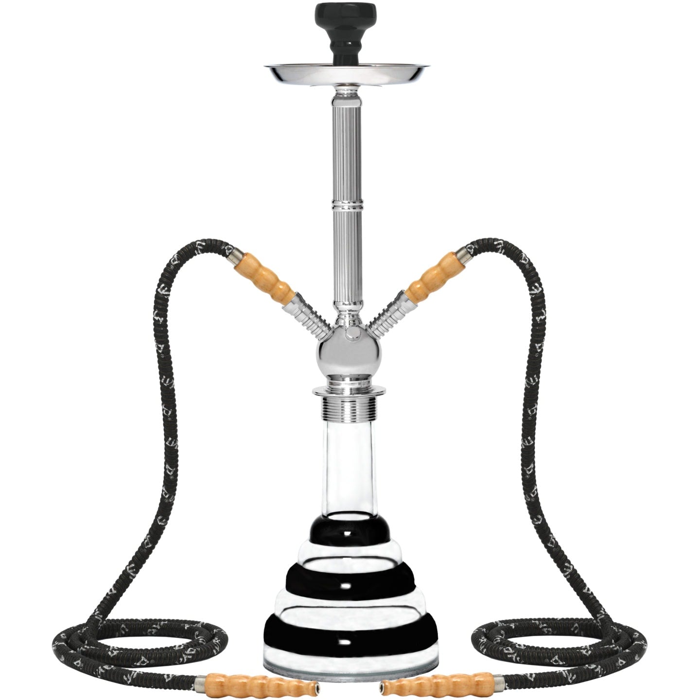 Black Acrylic 2 Hose Hookah #color_Black