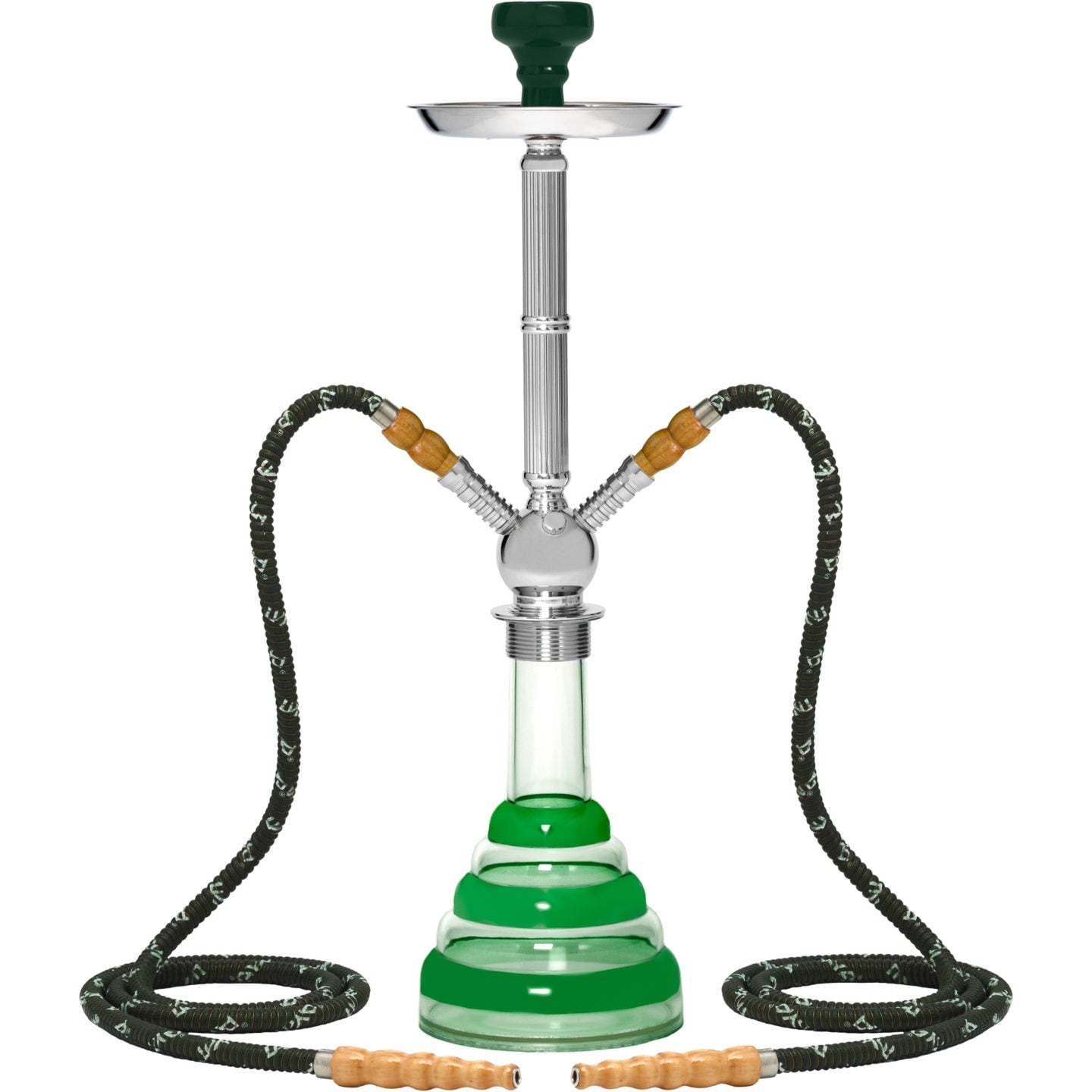 Green Acrylic 2 Hose Hookah #color_Green