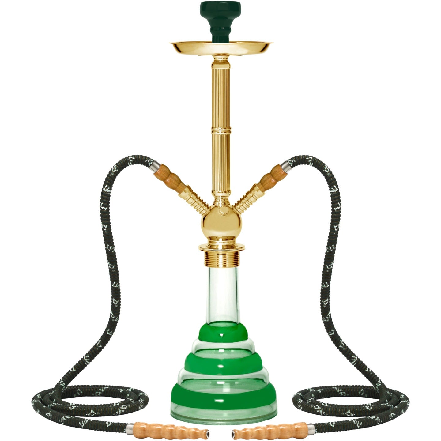 Green Acrylic 2 Hose Gold Hookah #color_Green