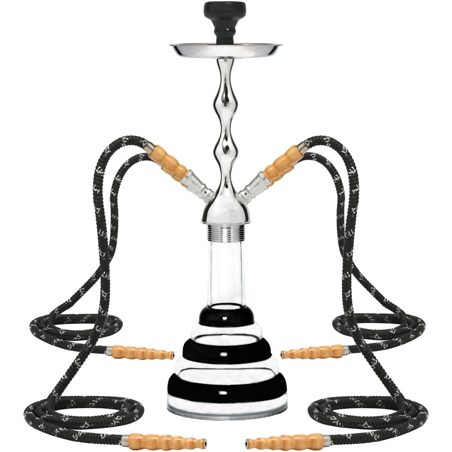 Black Acrylic 4 Hose Hookah #color_Black
