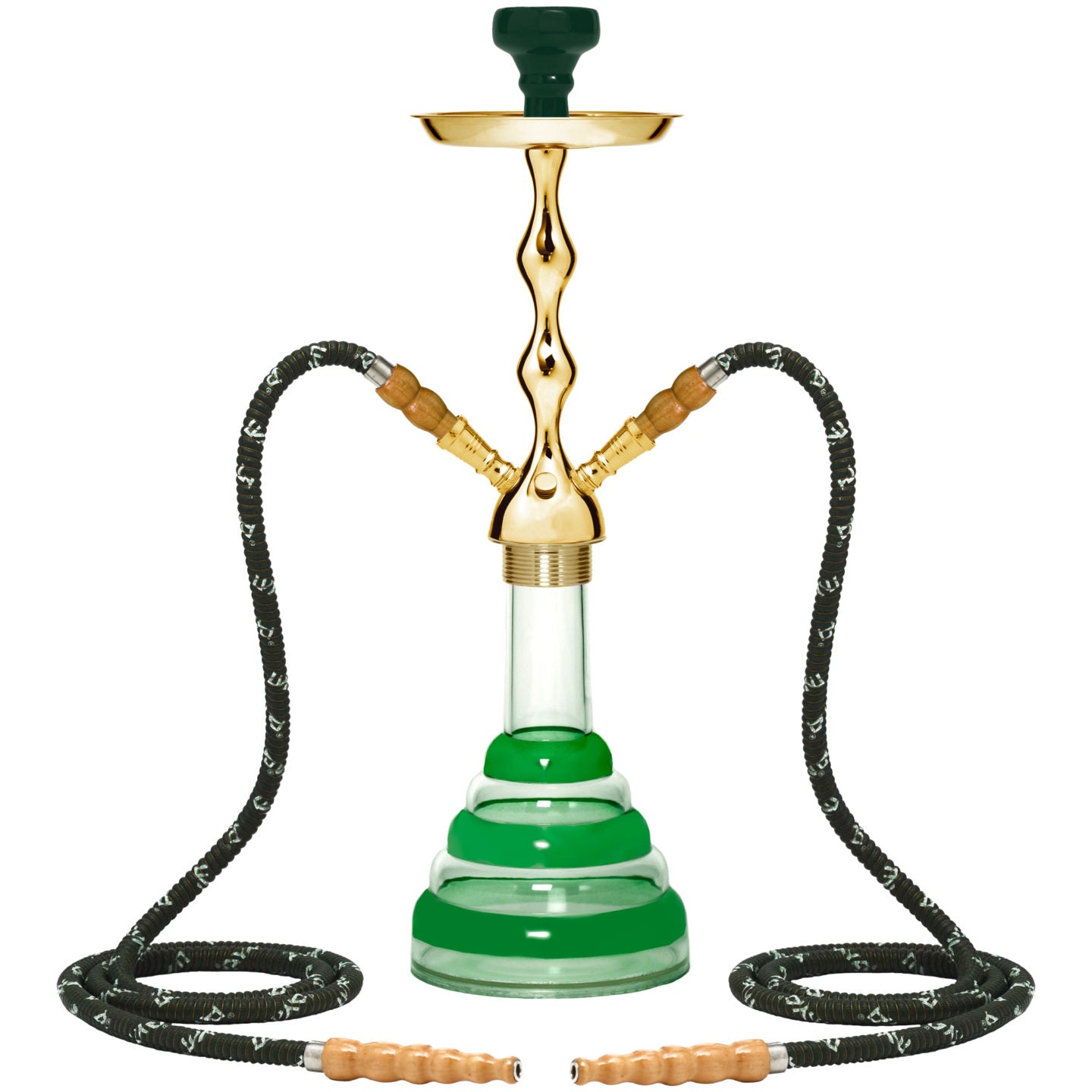 Green Acrylic 2 Hose Gold Hookah #color_Green