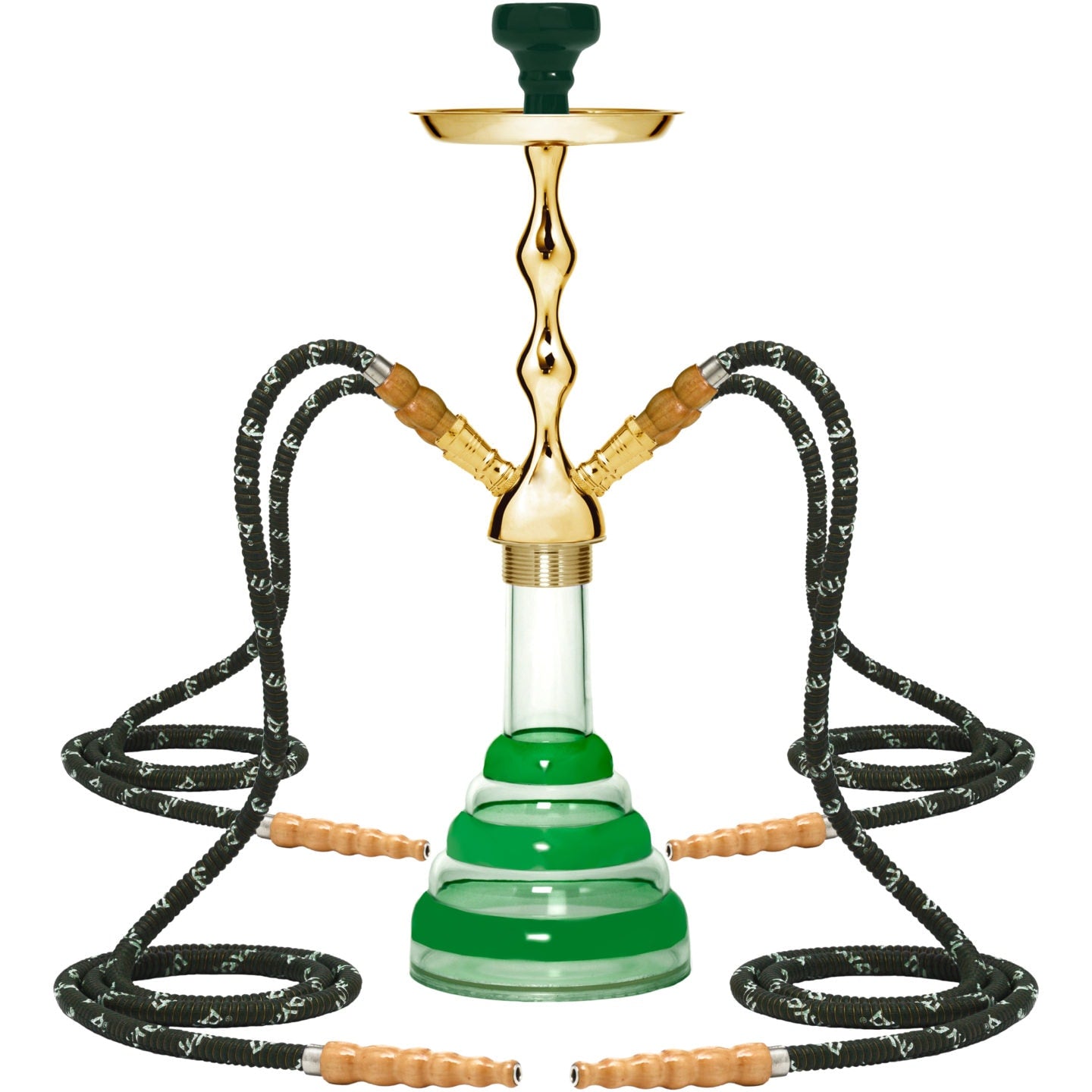 Green Acrylic 4 Hose Gold Hookah #color_Green