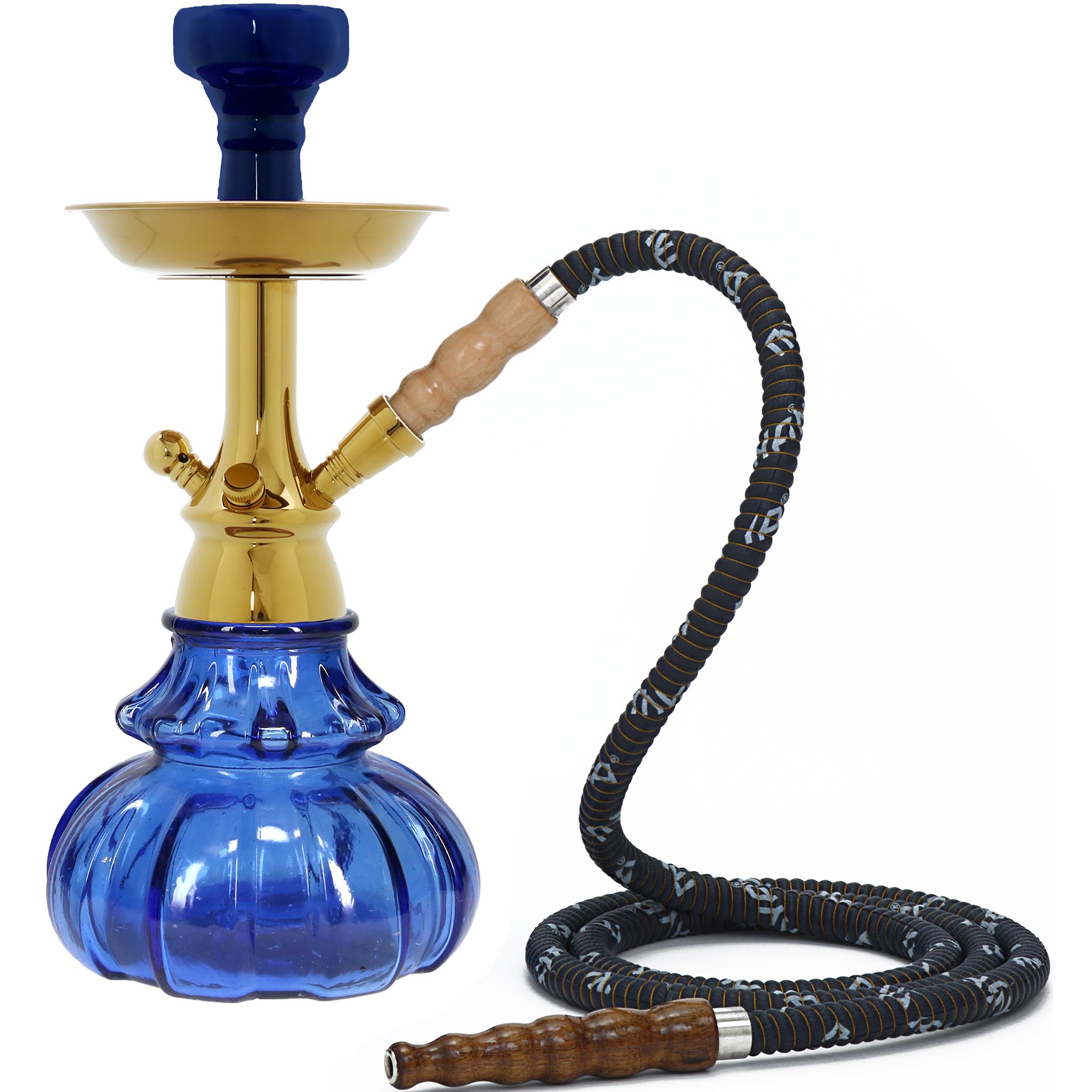 Dark Blue Mono Gold Hookah #color_Dark Blue