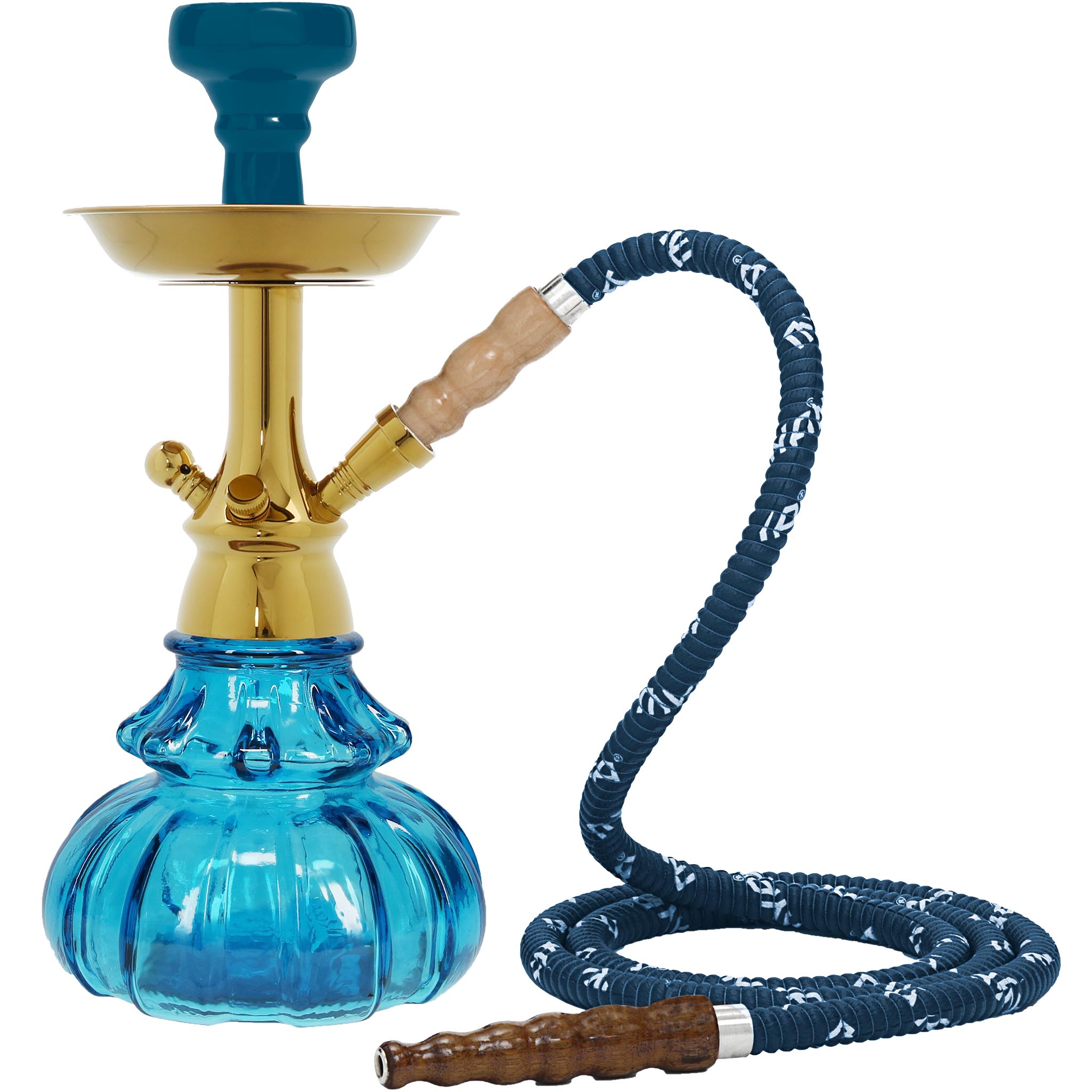 Sky Blue Mono Gold Hookah #color_Sky Blue